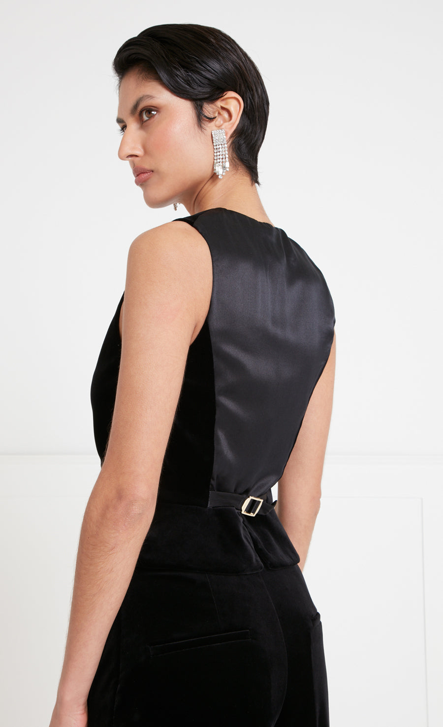Temperley London Clove kamizelka welurowa czarna