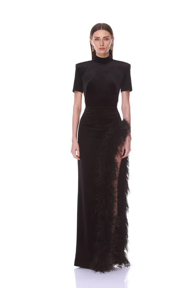 Bronx and Banco Velvet sukienka wieczorowa maxi czarna XS