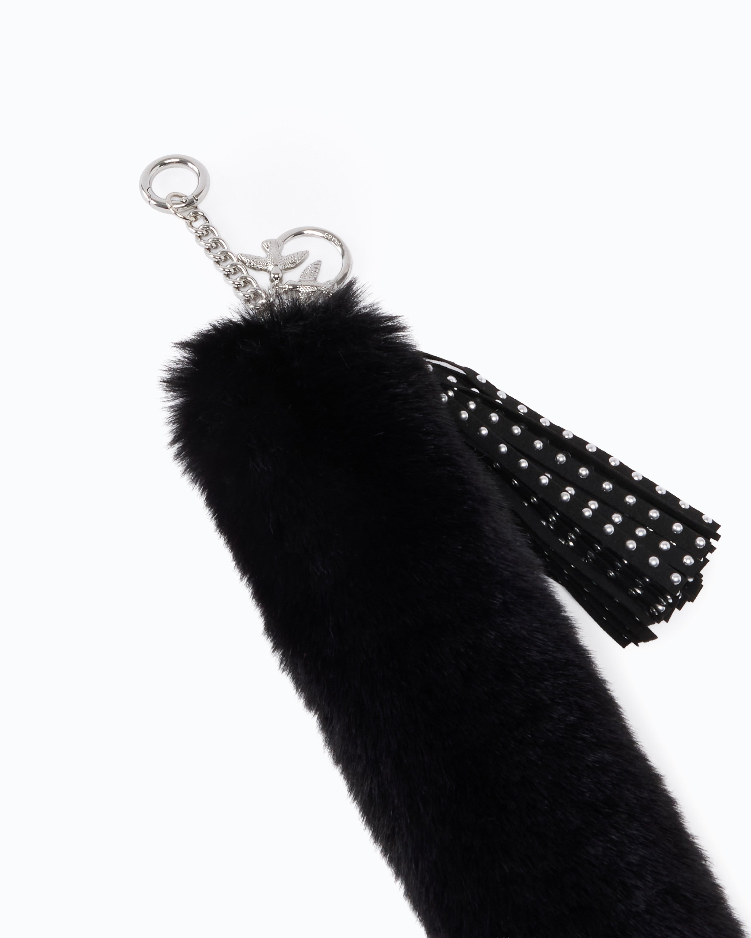 Pinko Charm Tale brelok do torebki czarny futerko