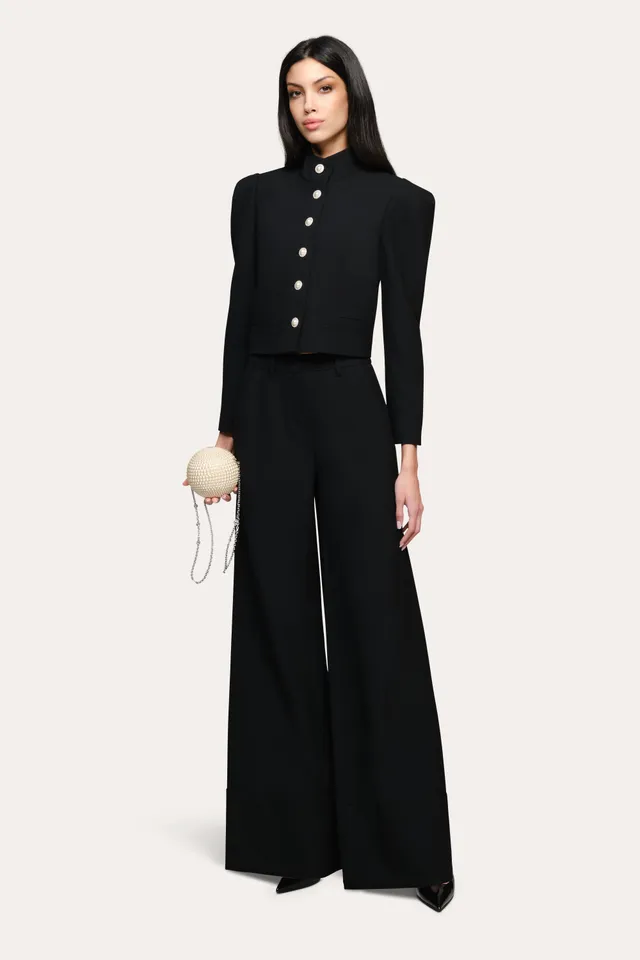 Elie Tahari ED011205 spodnie garniturowe czarne wide leg