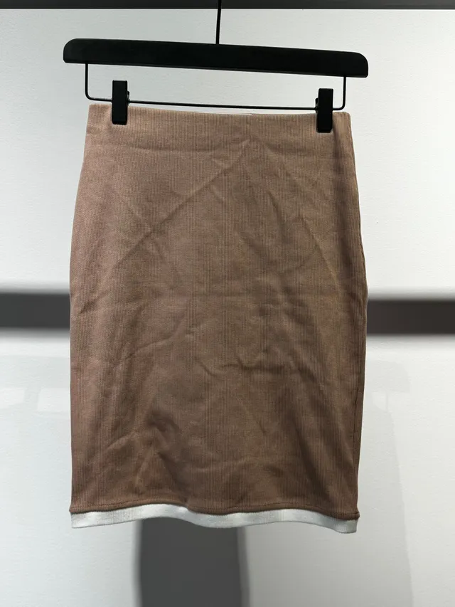Nudyess Oreo w792 spódnica mini prążkowana tan