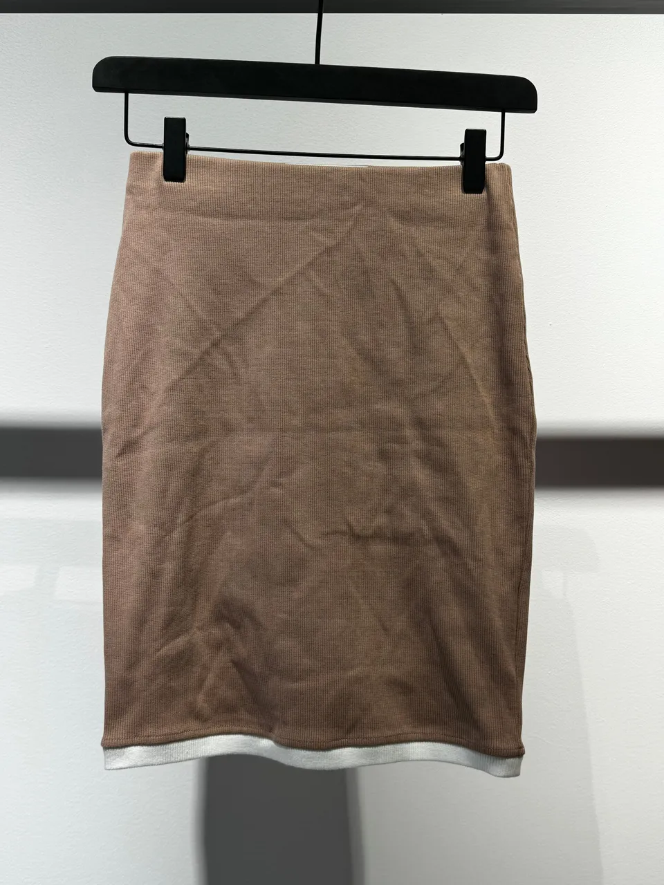 Nudyess Oreo w792 spódnica mini prążkowana tan