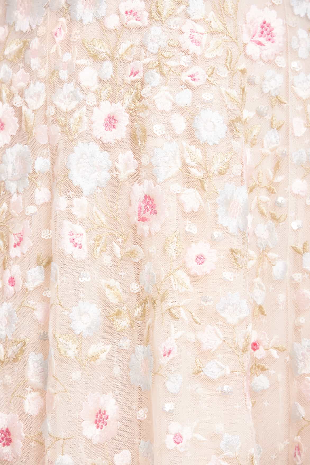 Needle & Thread Ethereal Blooms Cape Sleeve Ankle Gown kremowa