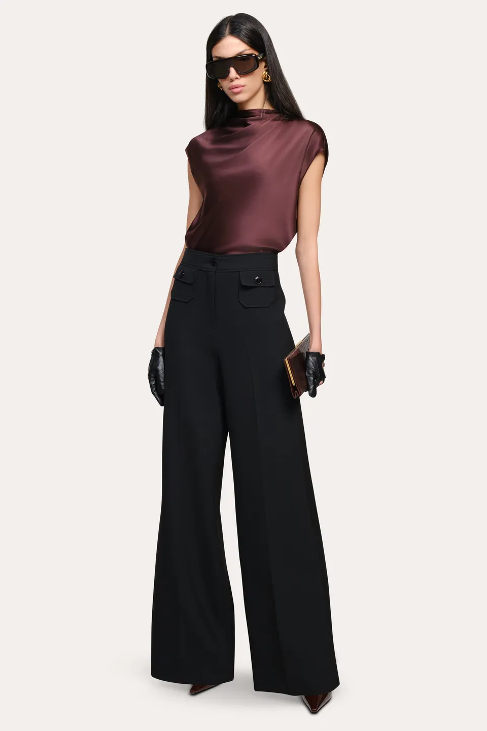 Elie Tahari Diane E2053506 bluzka satynowa oberżyna