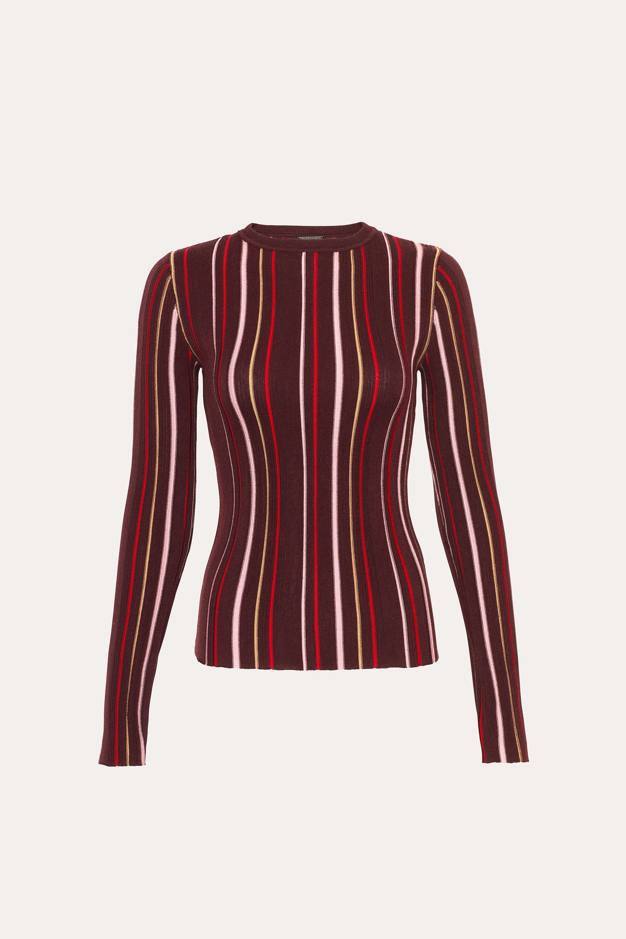 Elie Tahari Lucia top wełniano-jedwabny Aubergine Stripe
