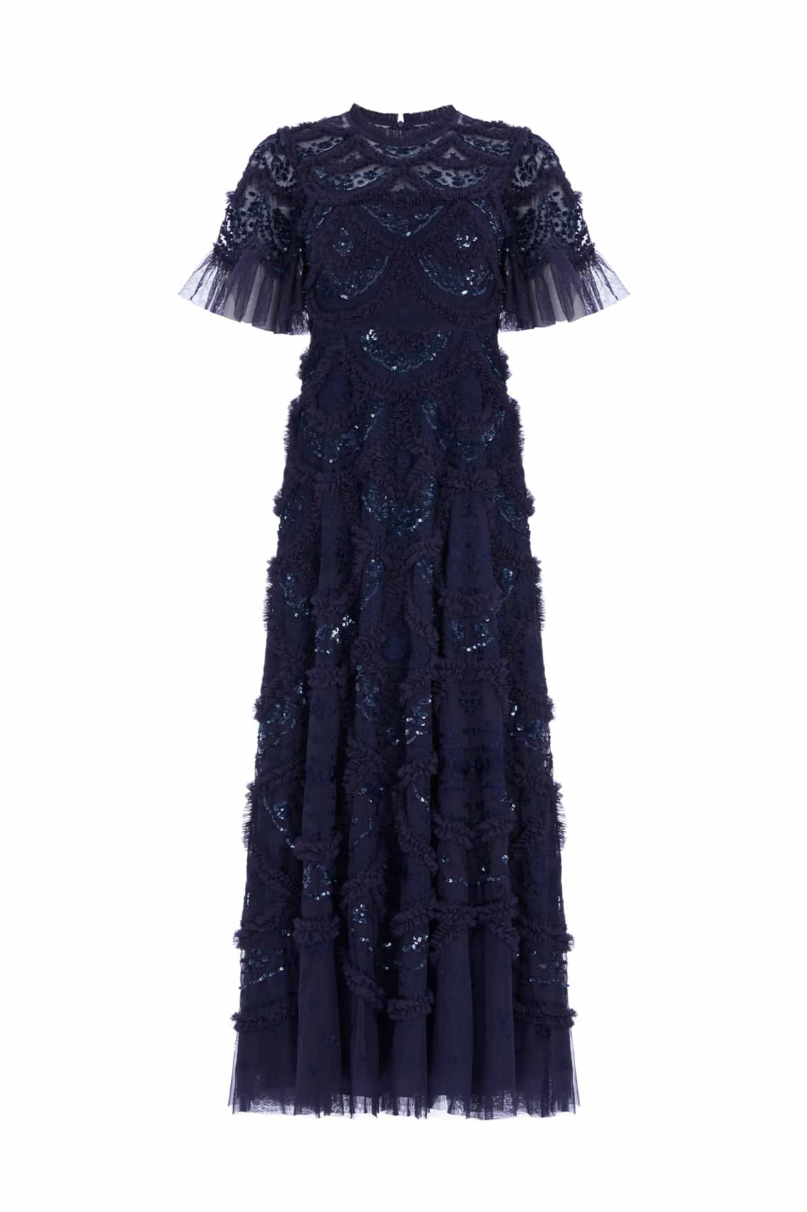 Needle & Thread Carmen Ruffle Ankle Gown suknia Blue