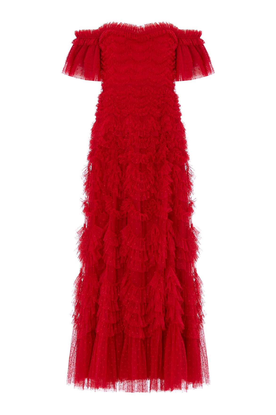 Needle & Thread Thalia Off-Shoulder Gown sukienka czerwona