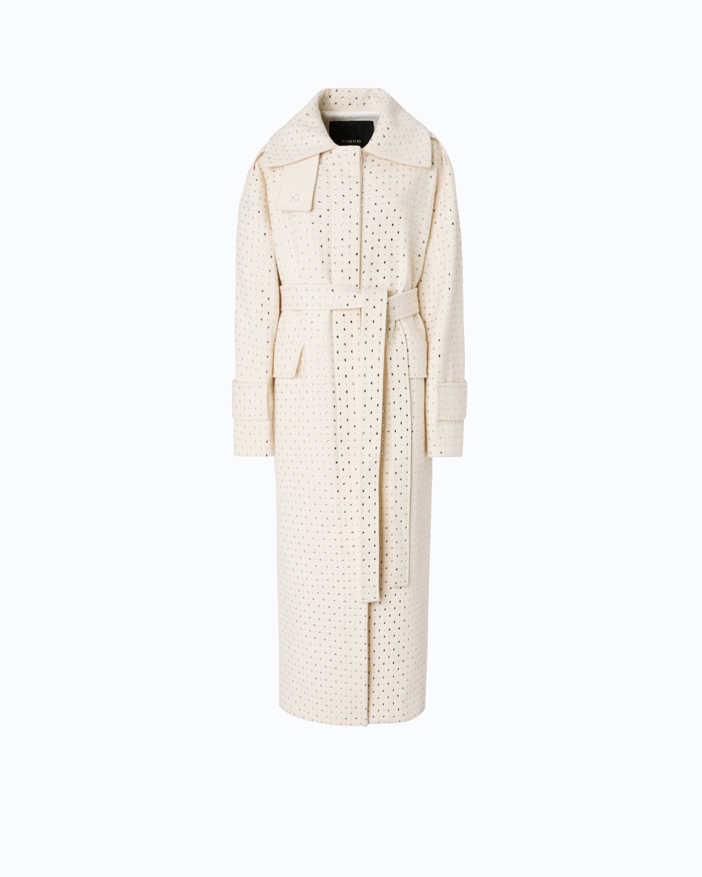Pinko Peugeot Coat płaszcz wełniany długi kryształki