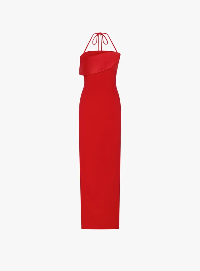 Solace London The Reynolds Maxi Dress sukienka czerwona gorsetowa