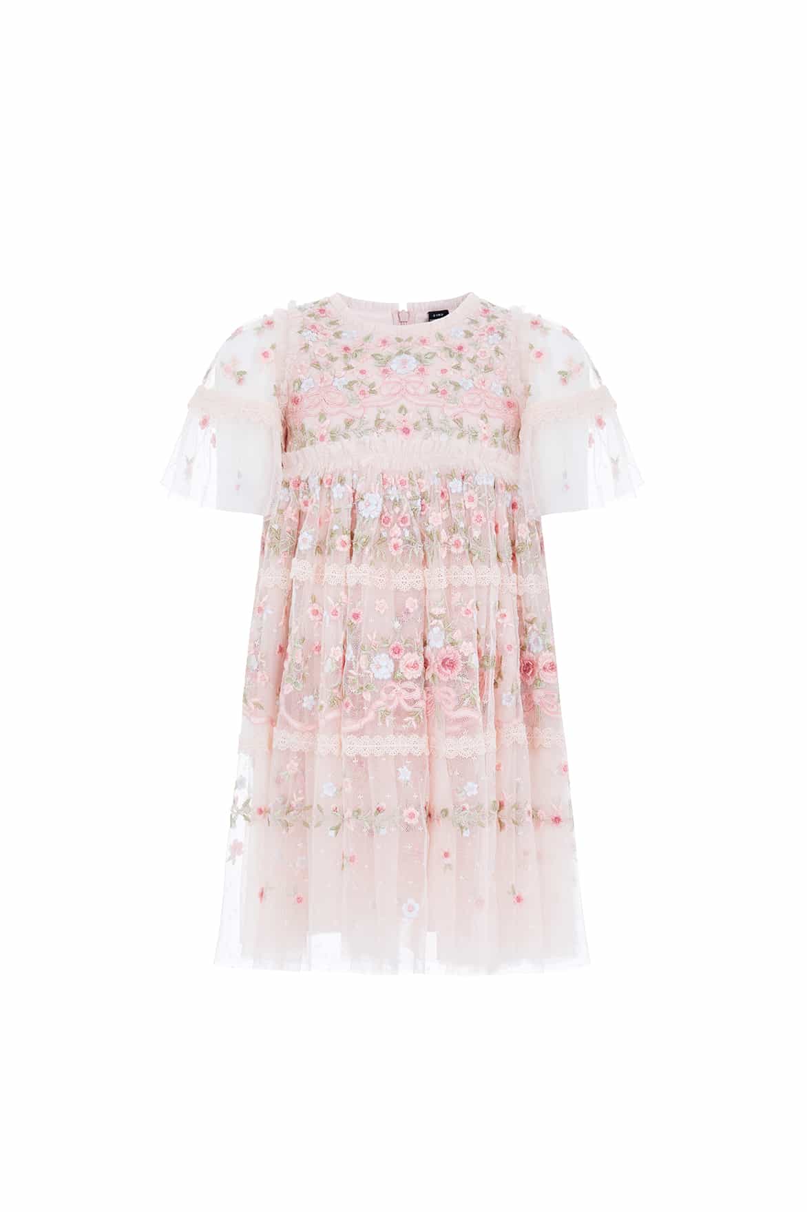 Needle & Thread Ribbon Bouquet Kids sukienka Pink haftowana