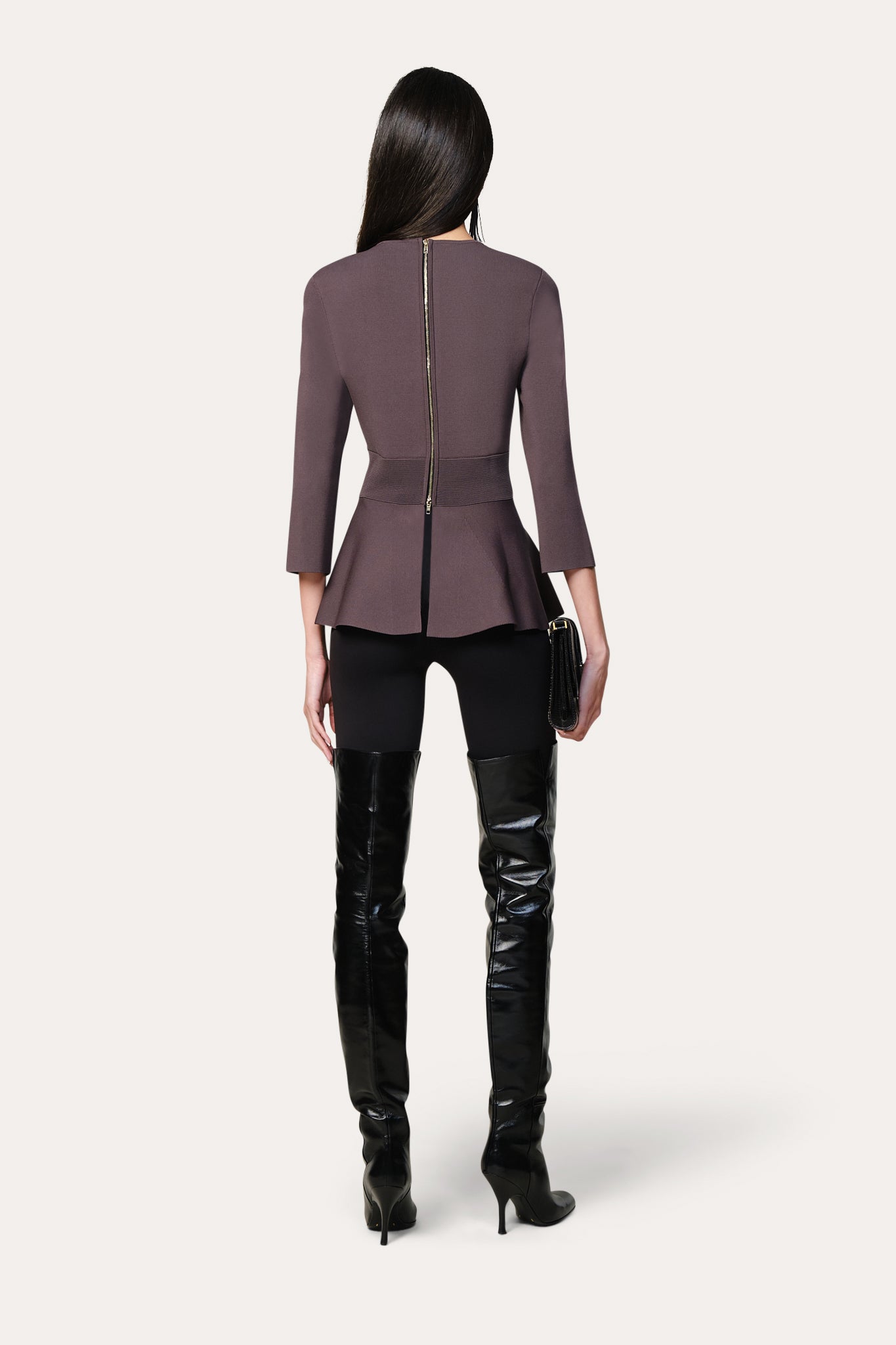 Elie Tahari Milano Sculpt Contour top kakaowy dopasowany