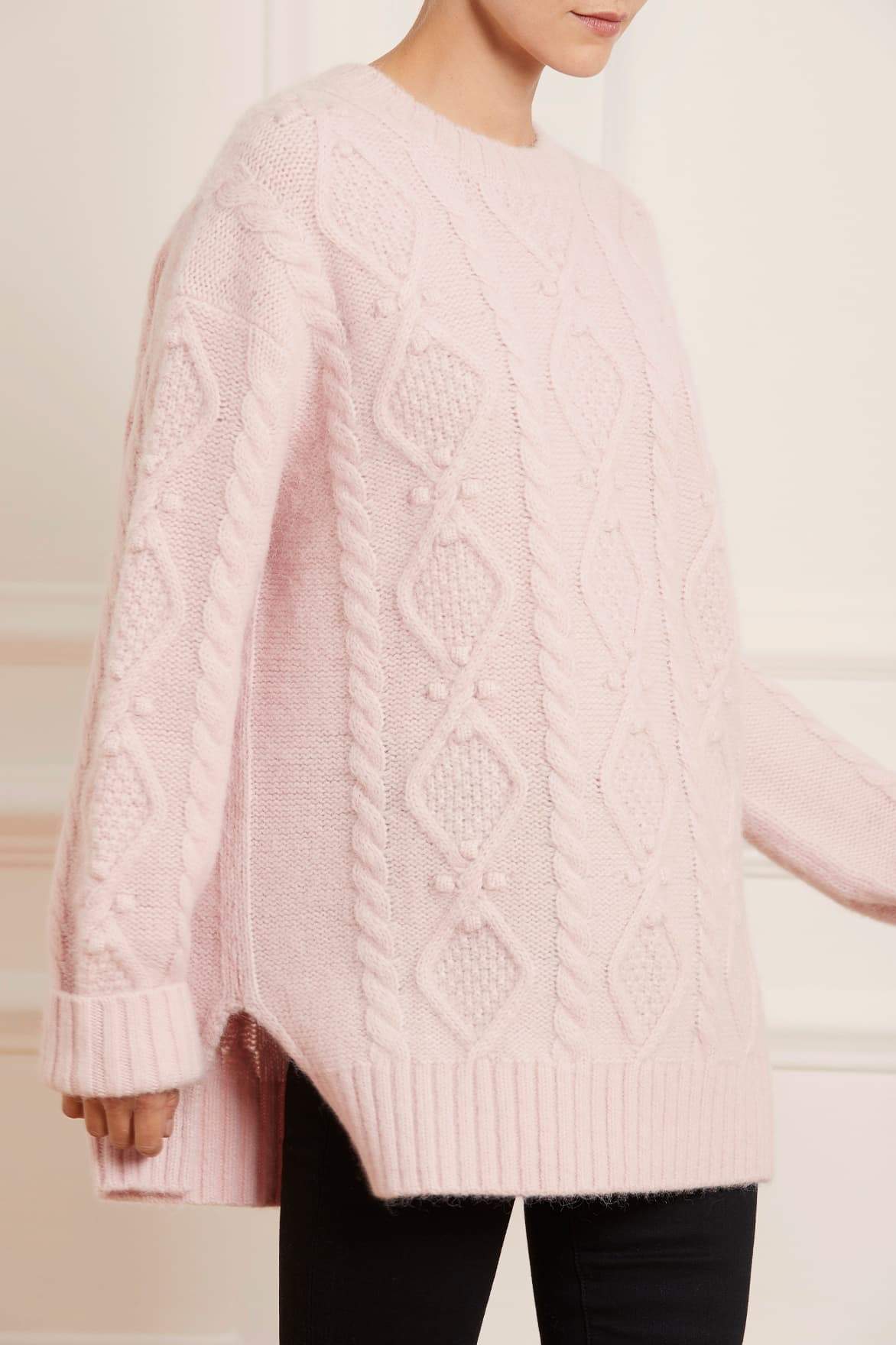 Needle & Thread Sylvie Cable sweter różowy długi