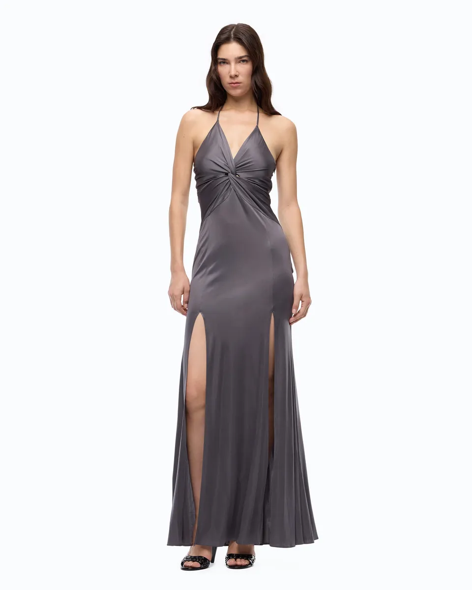 Pinko Galaxy Dress sukienka wieczorowa długa szara