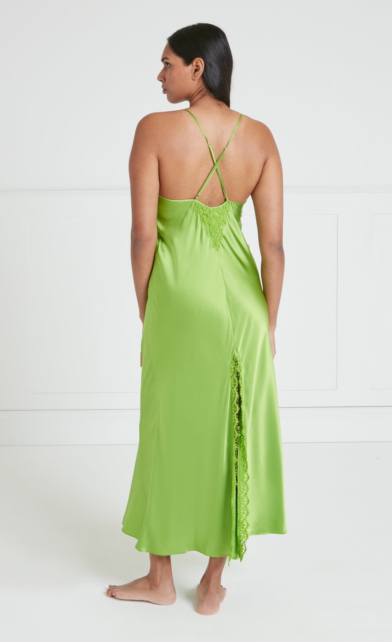Temperley London Thalia sukienka satynowa Green