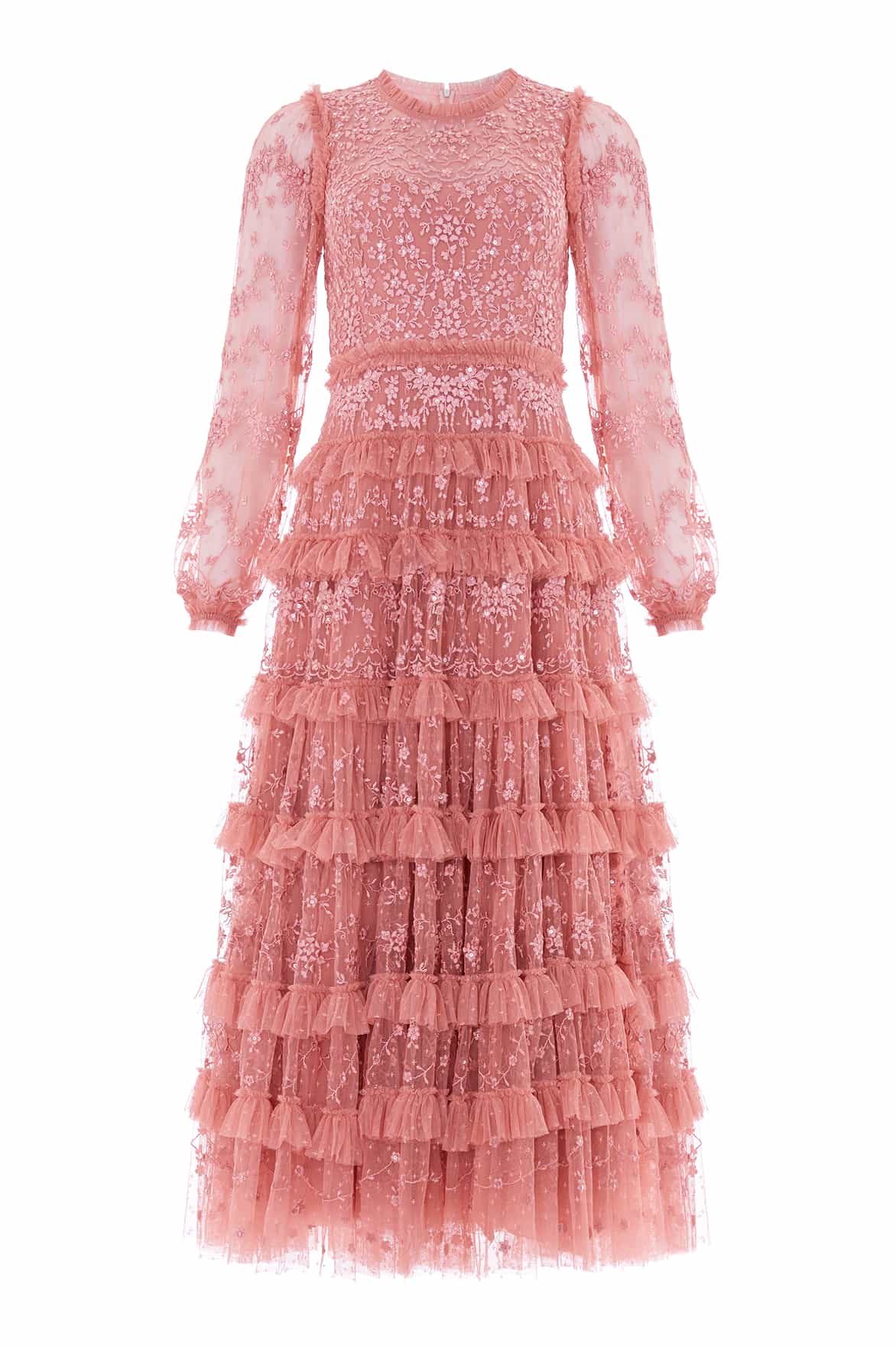 Needle & Thread Blossom Lace Ankle Gown sukienka różowa koronkowa