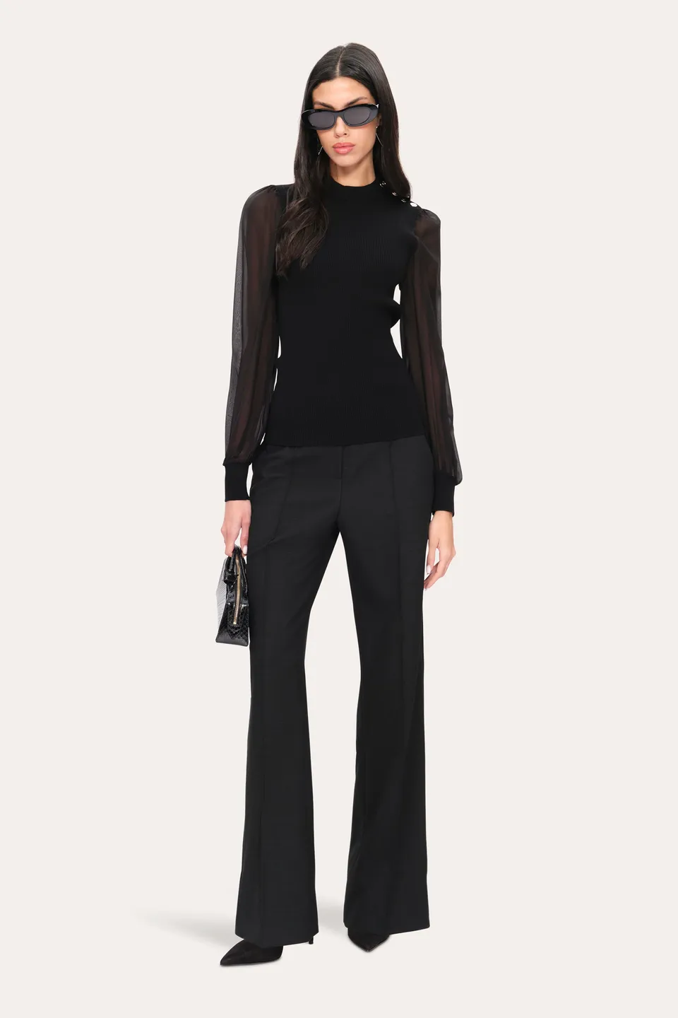 Elie Tahari Chiffon sweter dzianinowy Black