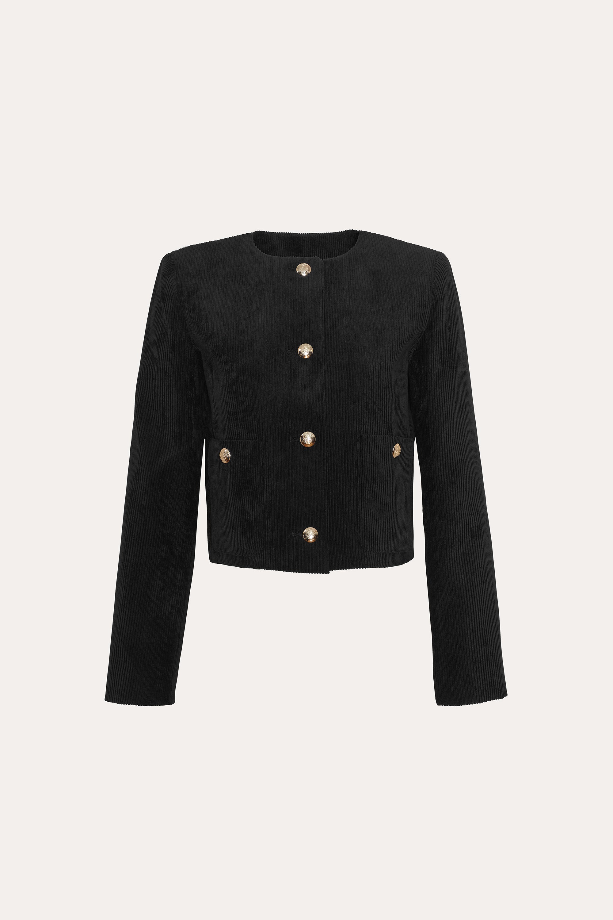 Elie Tahari E904M105 żakiet sztruks czarny cropped