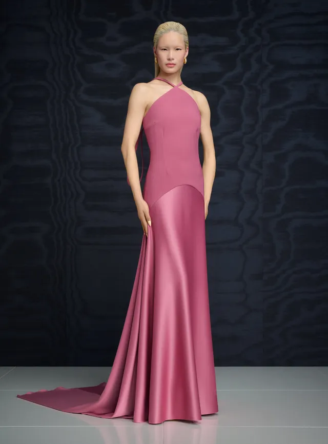 SOLACE LONDON Florie Maxi sukienka wieczorowa różowa halter
