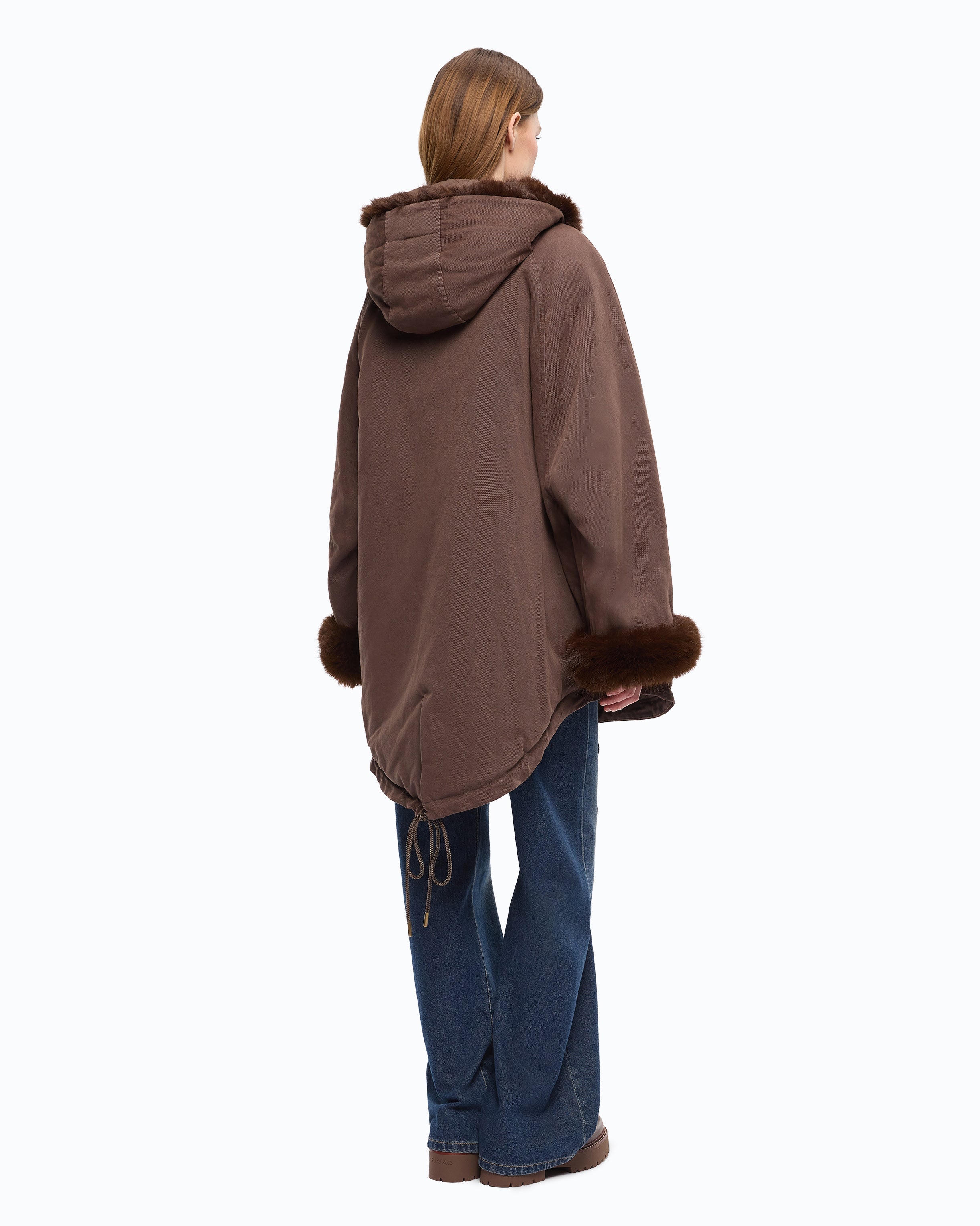 Pinko Patria Parka parka bawełniana brązowa