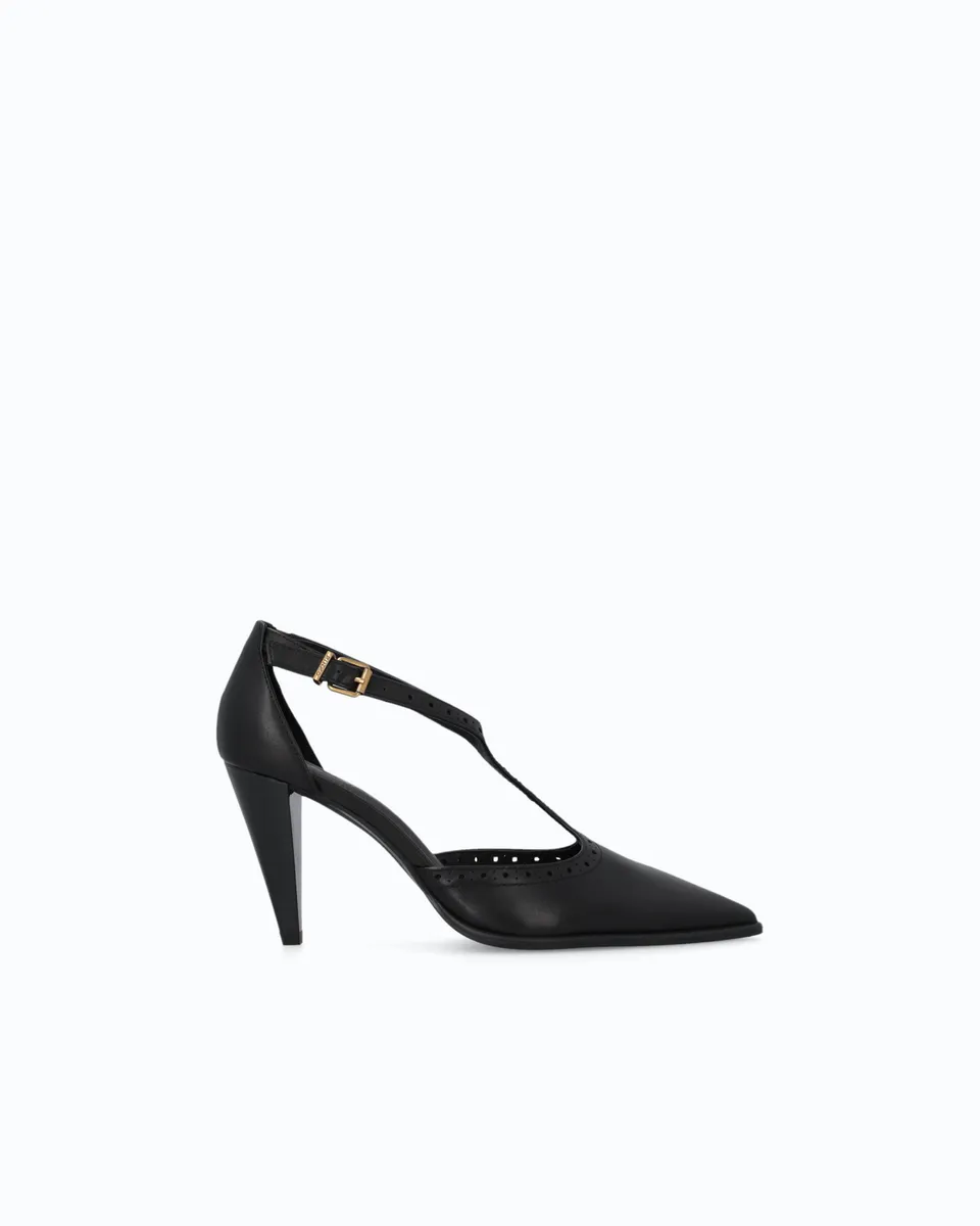 Pinko Vane 05 T-Strap czółenka czarne skóra