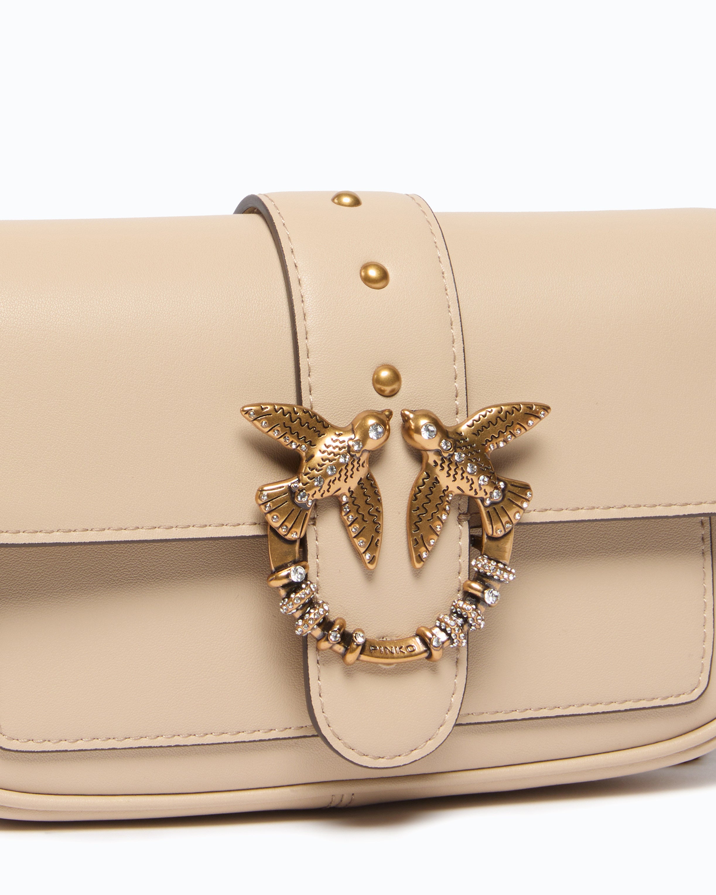 Pinko Love Bag Pocket torebka beżowa skórzana