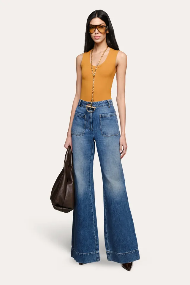 Elie Tahari Rosie Rib Tank top Caramel prążkowany