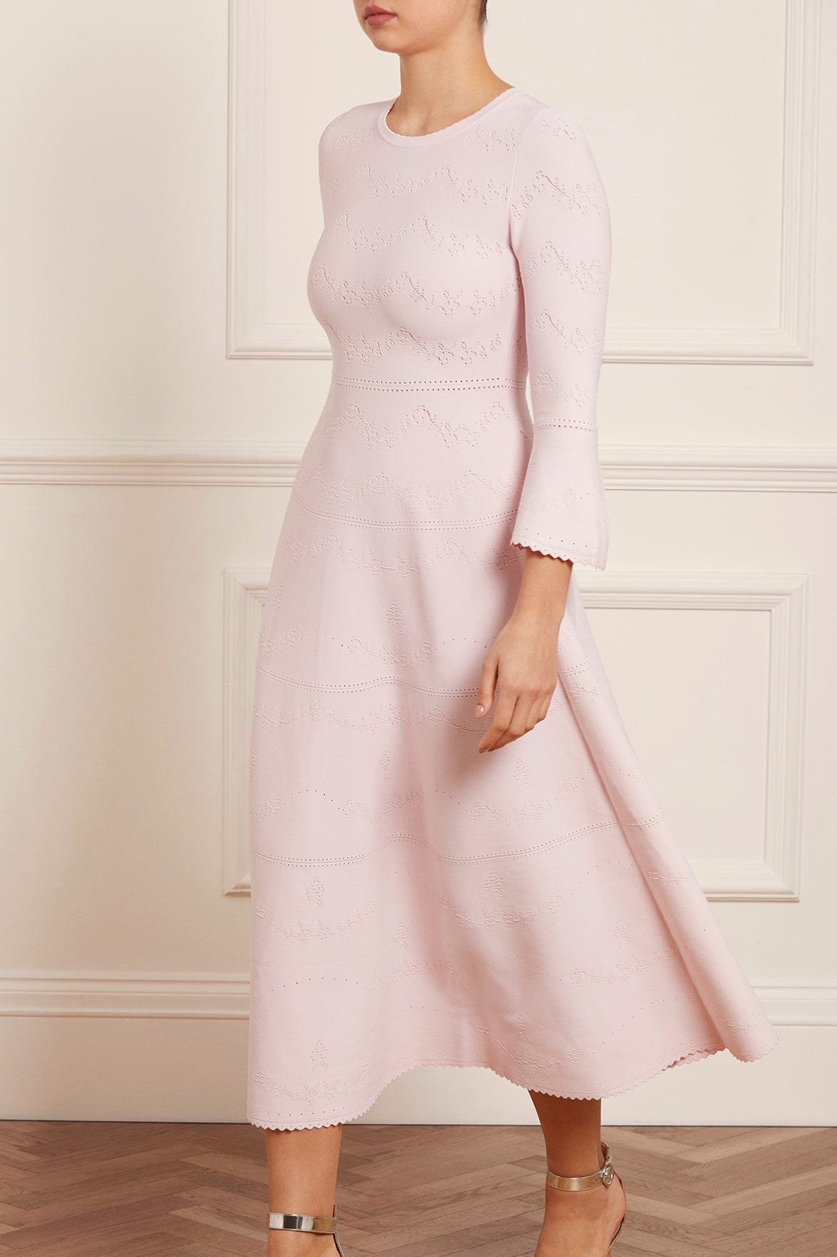 Needle & Thread Pretty Pointelle Knit Ankle Gown sukienka różowa dzianinowa