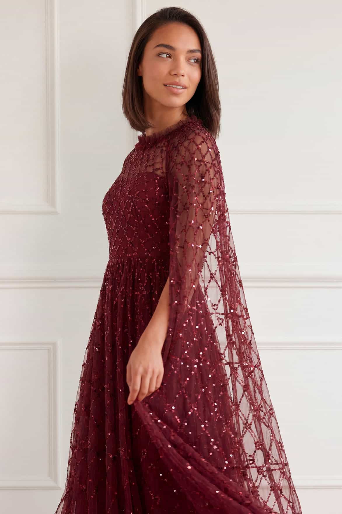 Needle & Thread Heart Lattice Ankle Gown suknia czerwona
