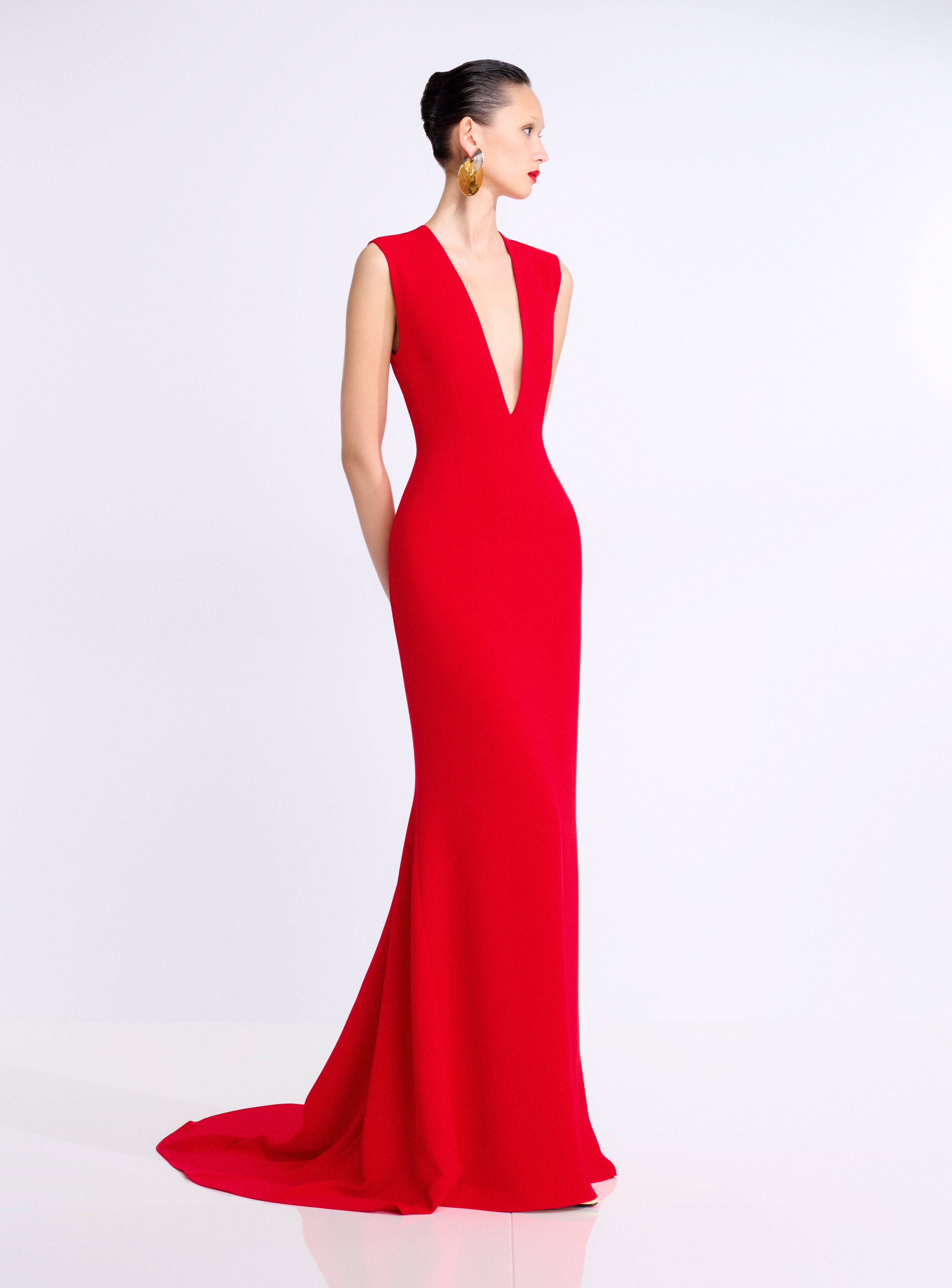 Solace London Althea sukienka maxi czerwona bez rękawów