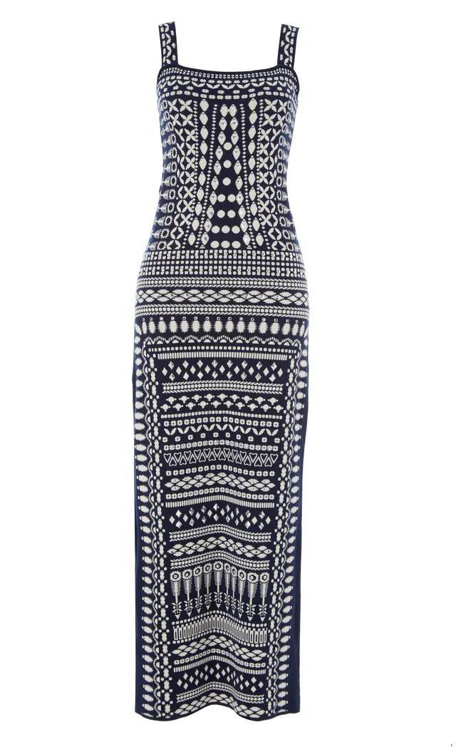 Temperley London Tlalli sukienka midi navy silver