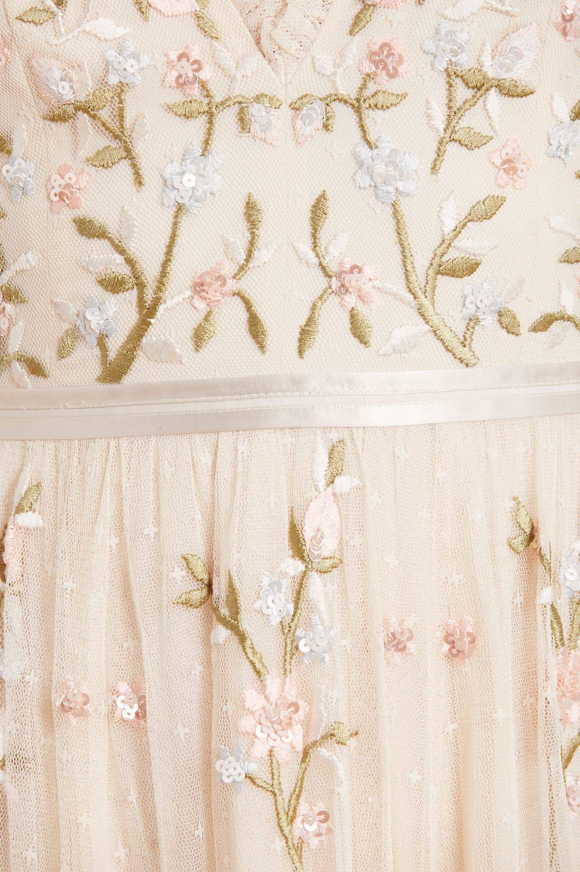 Needle & Thread Petunia Gown sukienka wieczorowa kremowa haft