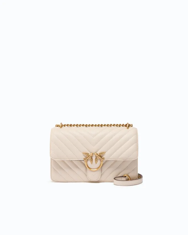 Pinko Love Bag One Chevron New Buckle torebka biała skórzana
