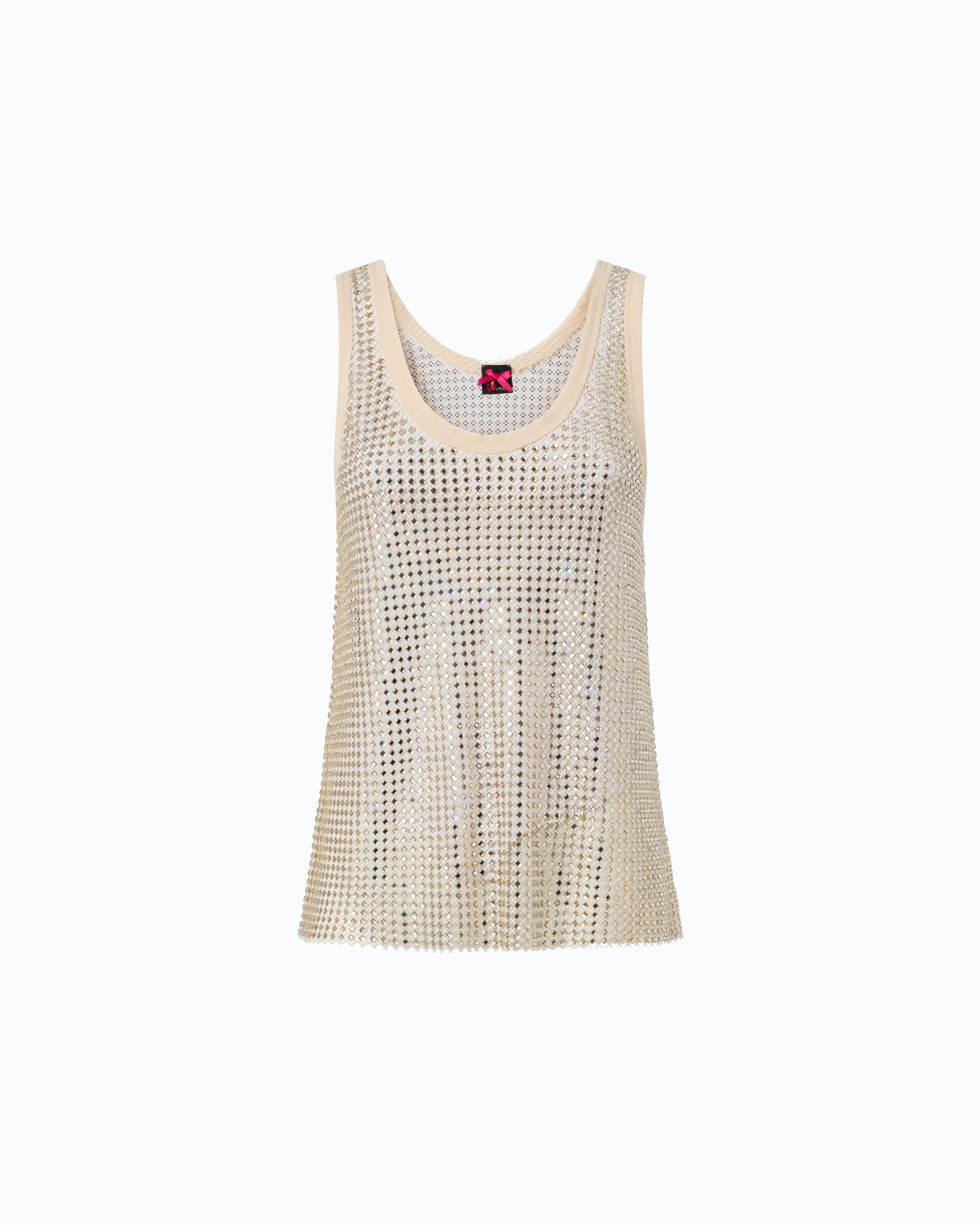 Pinko Waiting Tank Top top siateczkowy zloty