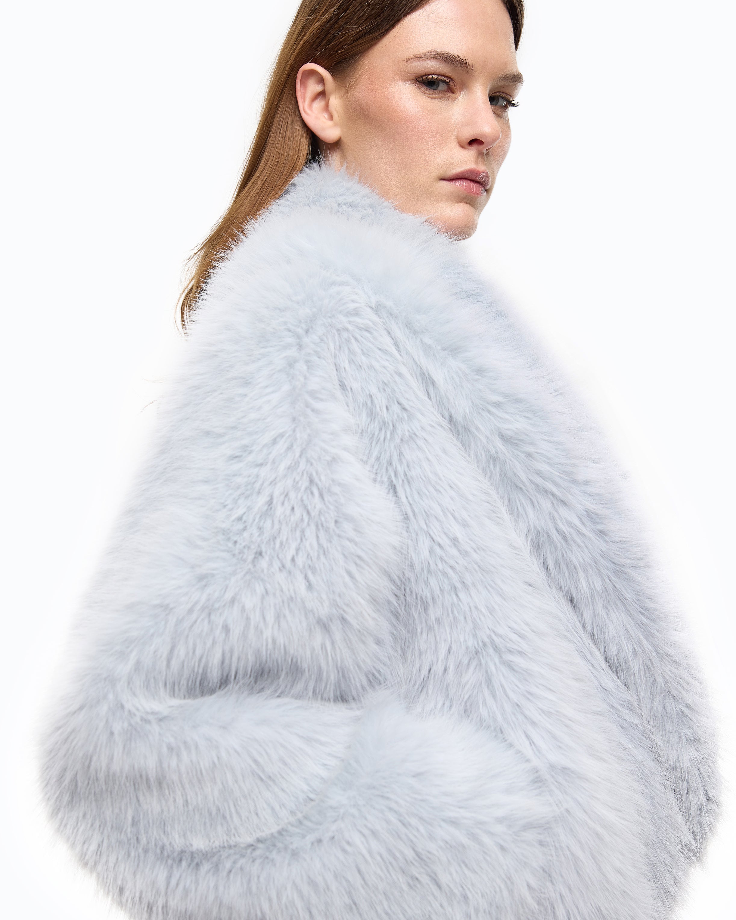 Pinko Begonia Blouson kurtka futrzana jasnoniebieska