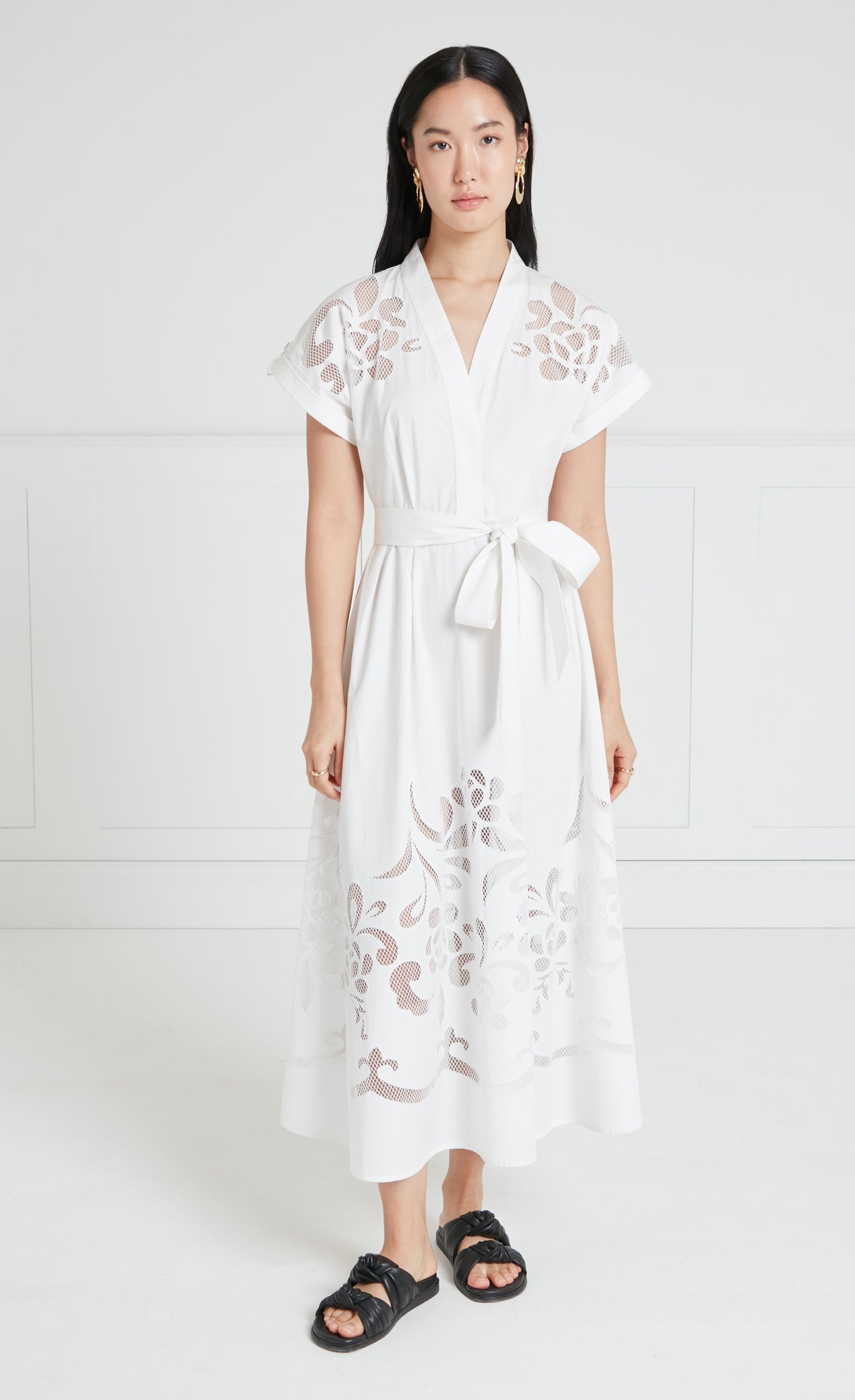 Temperley London Nelle Dress sukienka biała midi haft