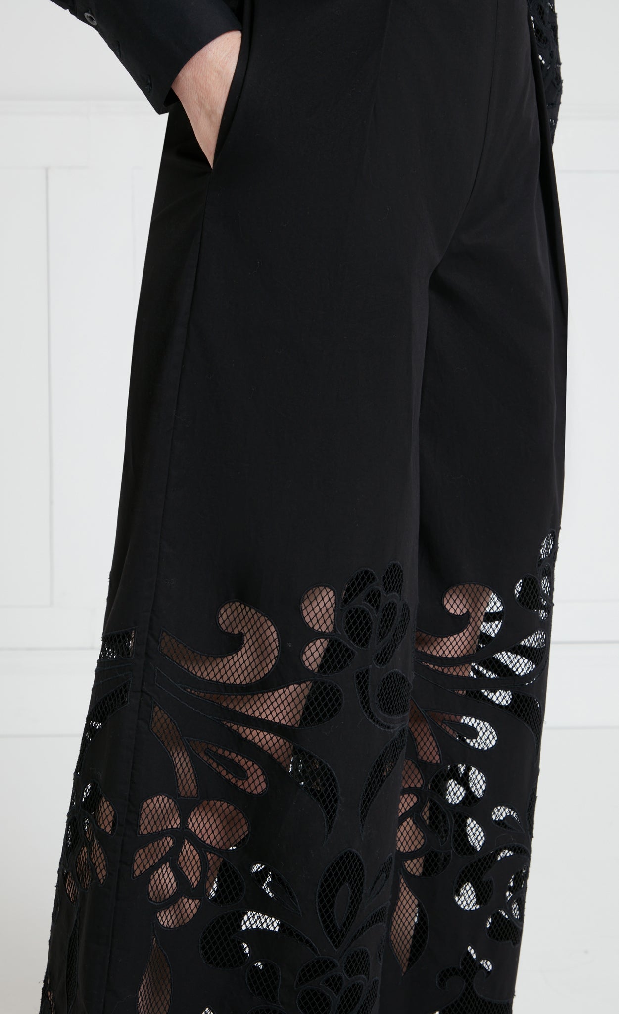 Temperley London Nell spodnie czarne bawełniane