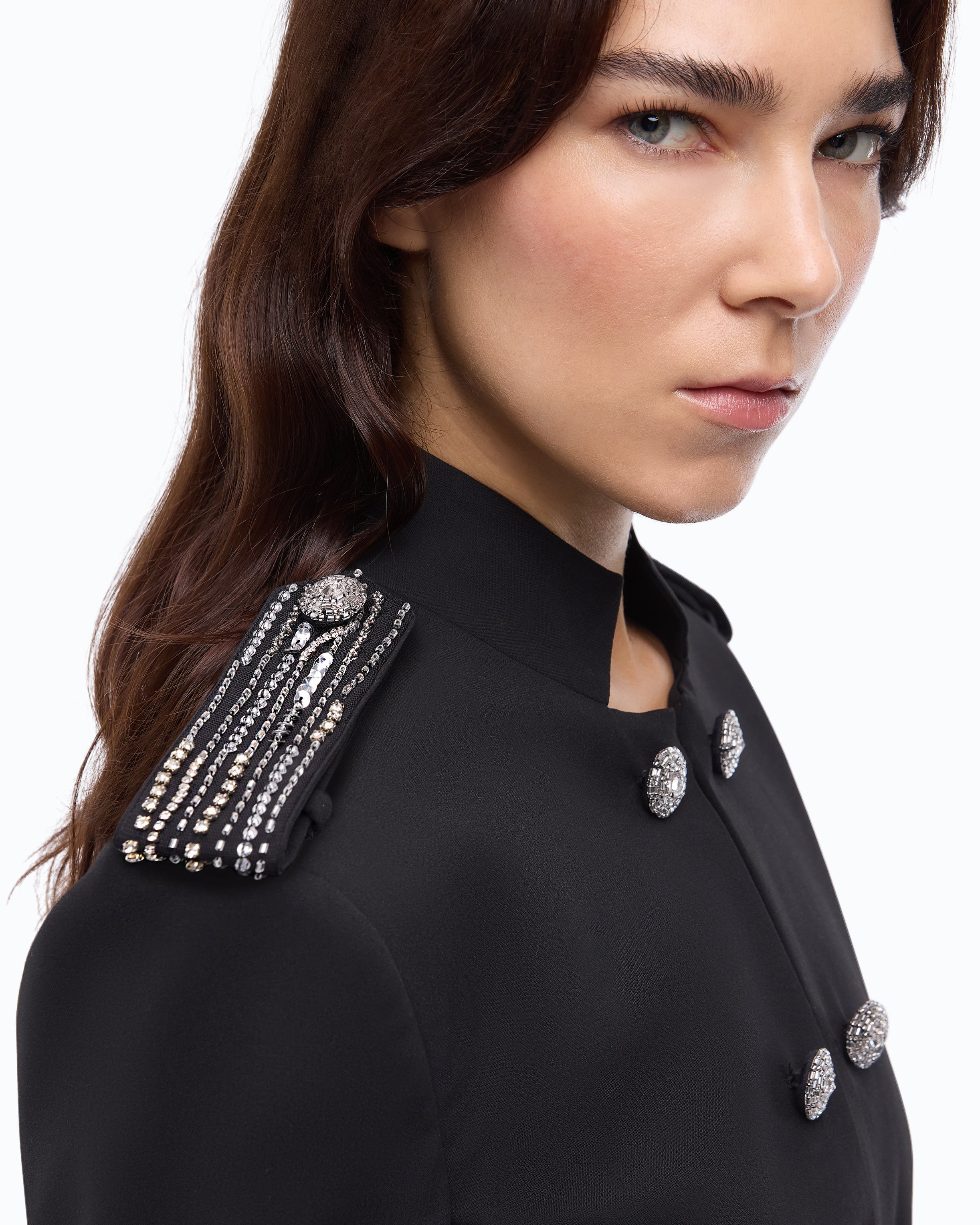 Pinko Mini Jacket kurtka czarna z kryształkami