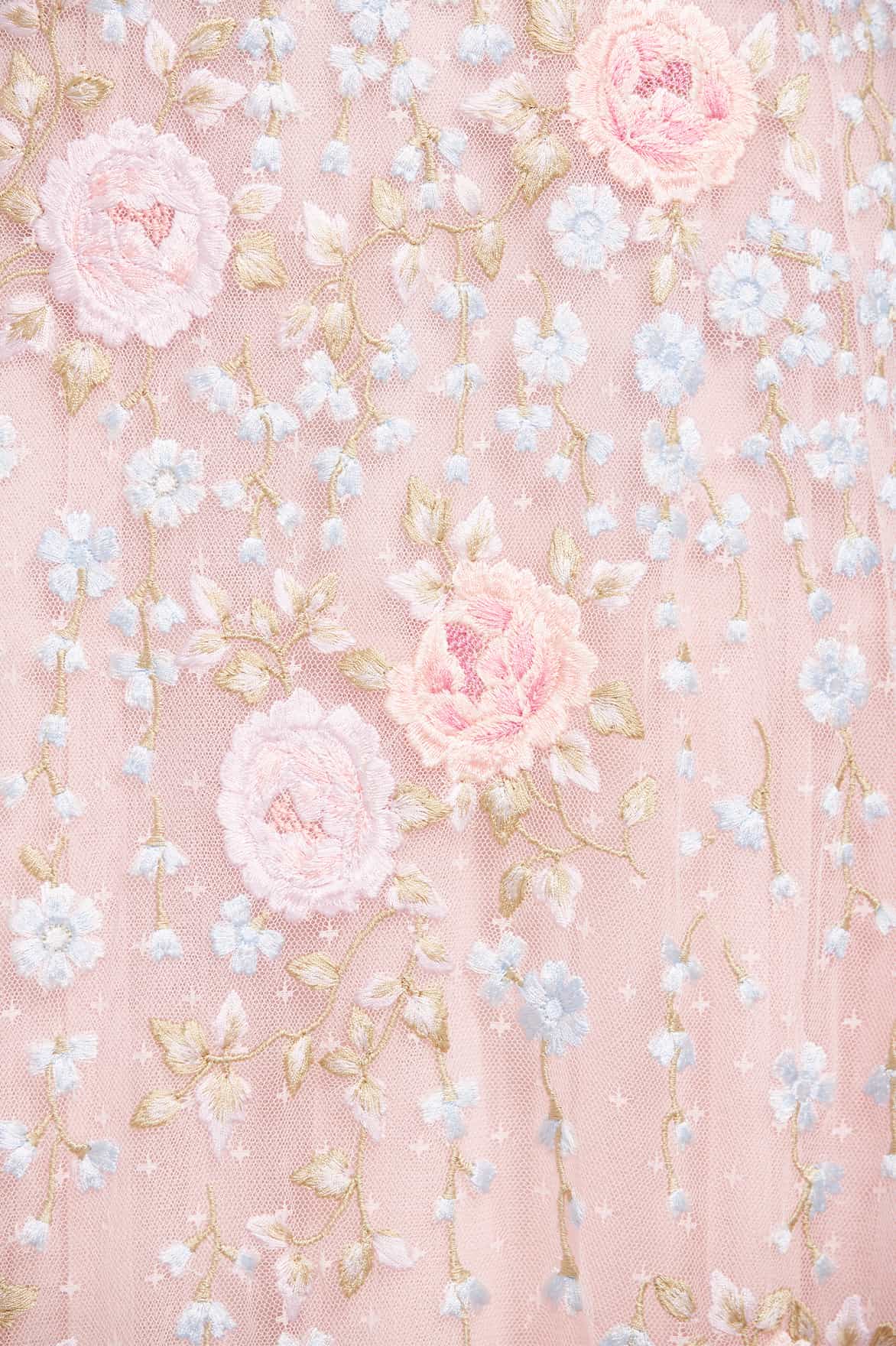 Needle & Thread Cressida Scoop Neck Ballerina sukienka różowa haftowana