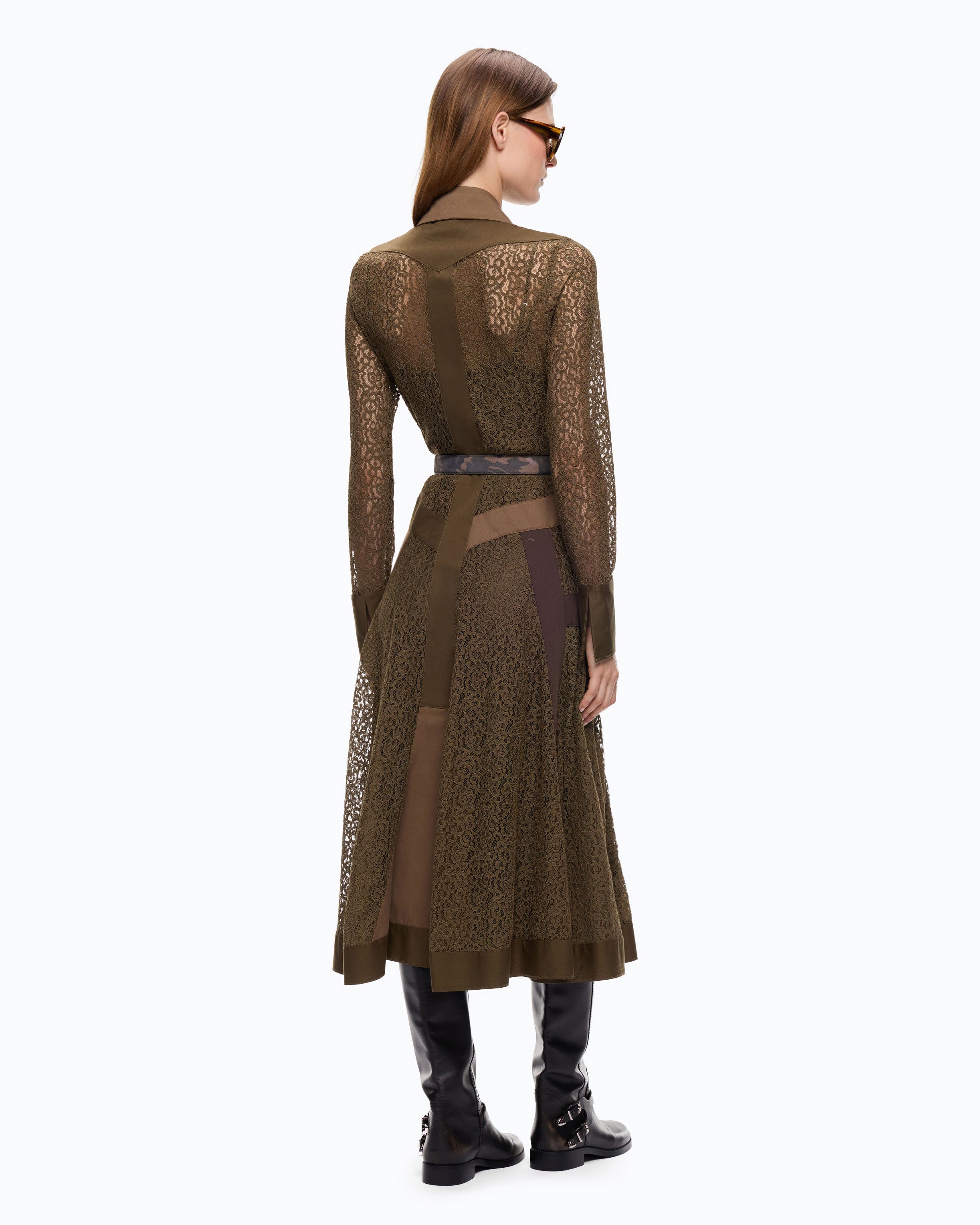 Pinko Rossese Dress sukienka midi koronkowa zielona