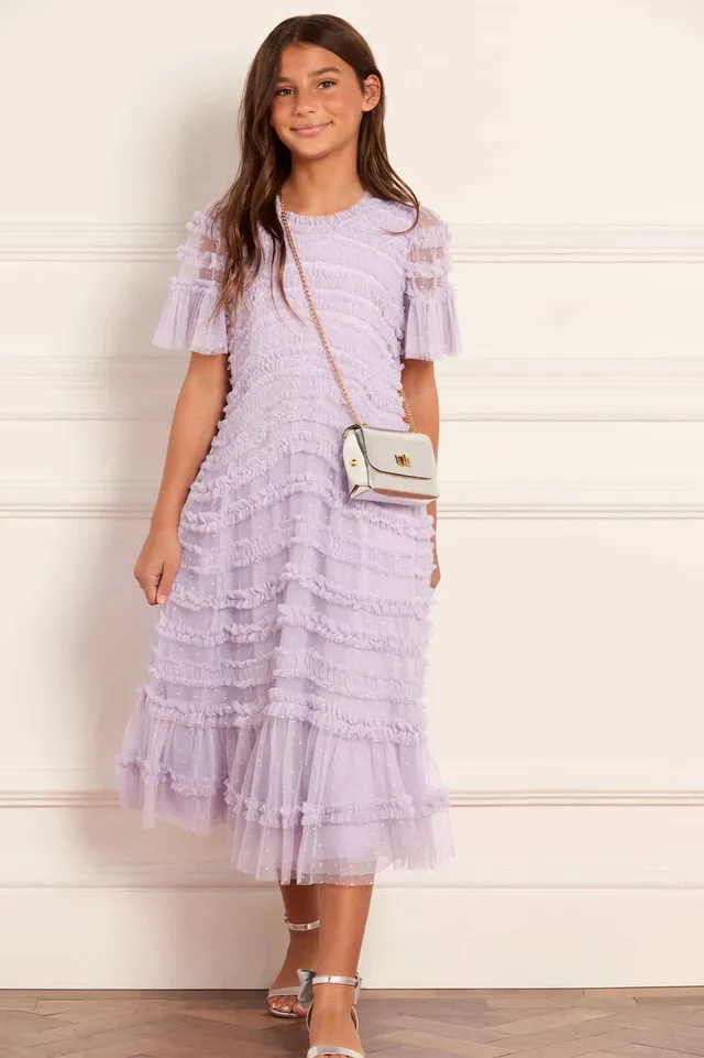 Needle & Thread Amara Ruffle Kids Dress sukienka fioletowa