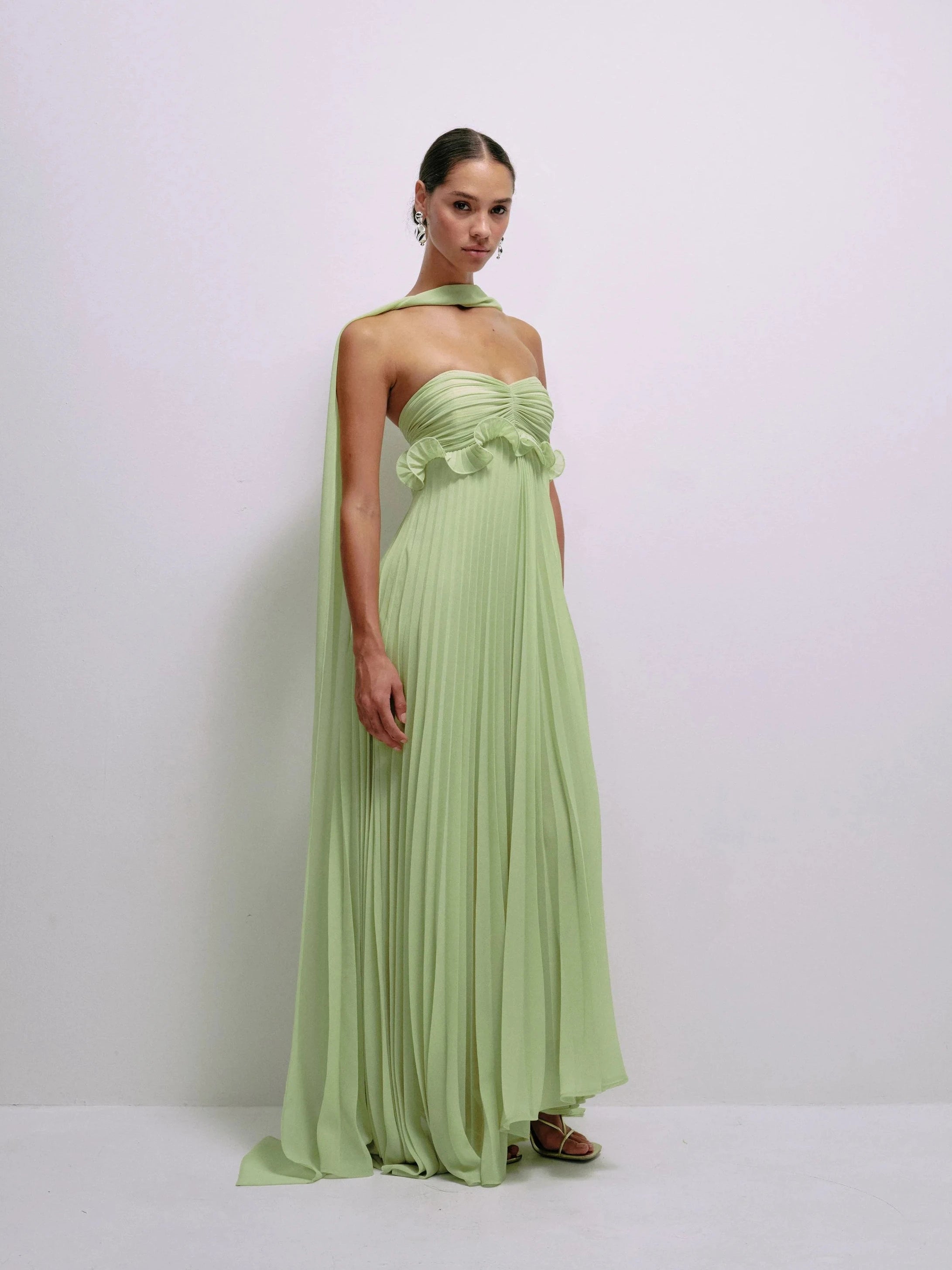 Delfi Collective Diana sukienka Lime plisowana