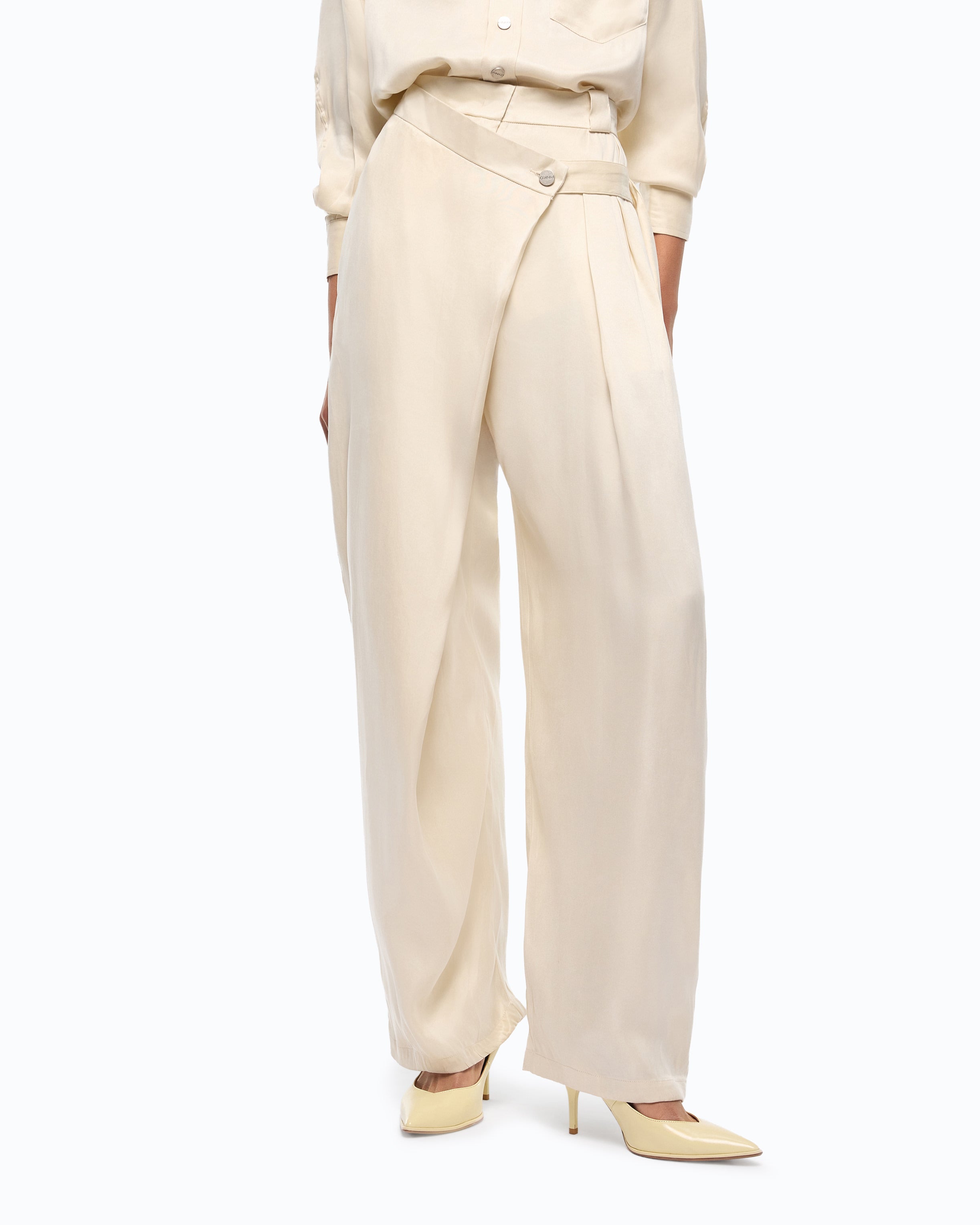 Pinko Pesce Pants spodnie kopertowe beżowe 36-48