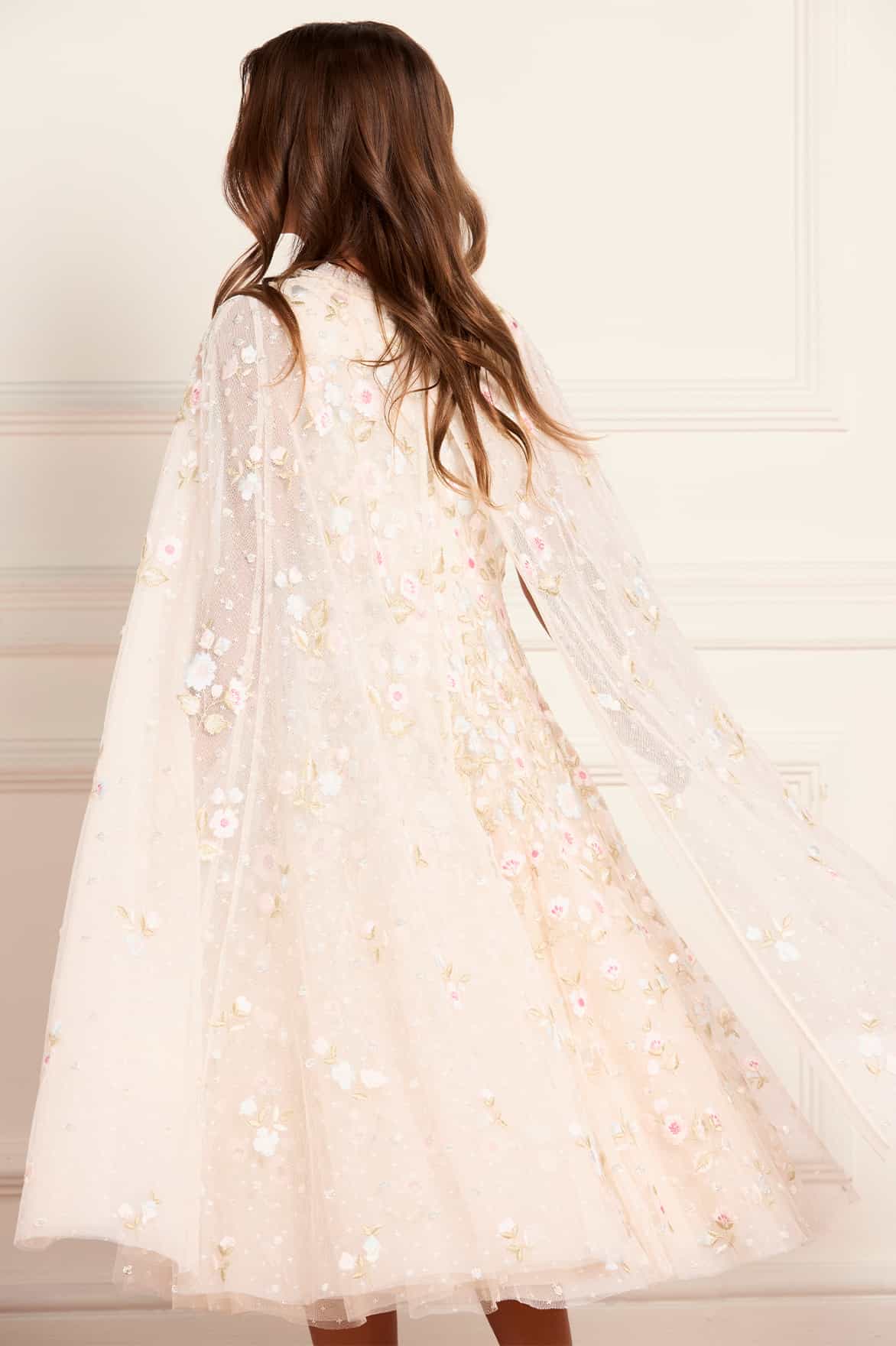 Needle & Thread Ethereal Blooms Cape Kids Dress sukienka kremowa