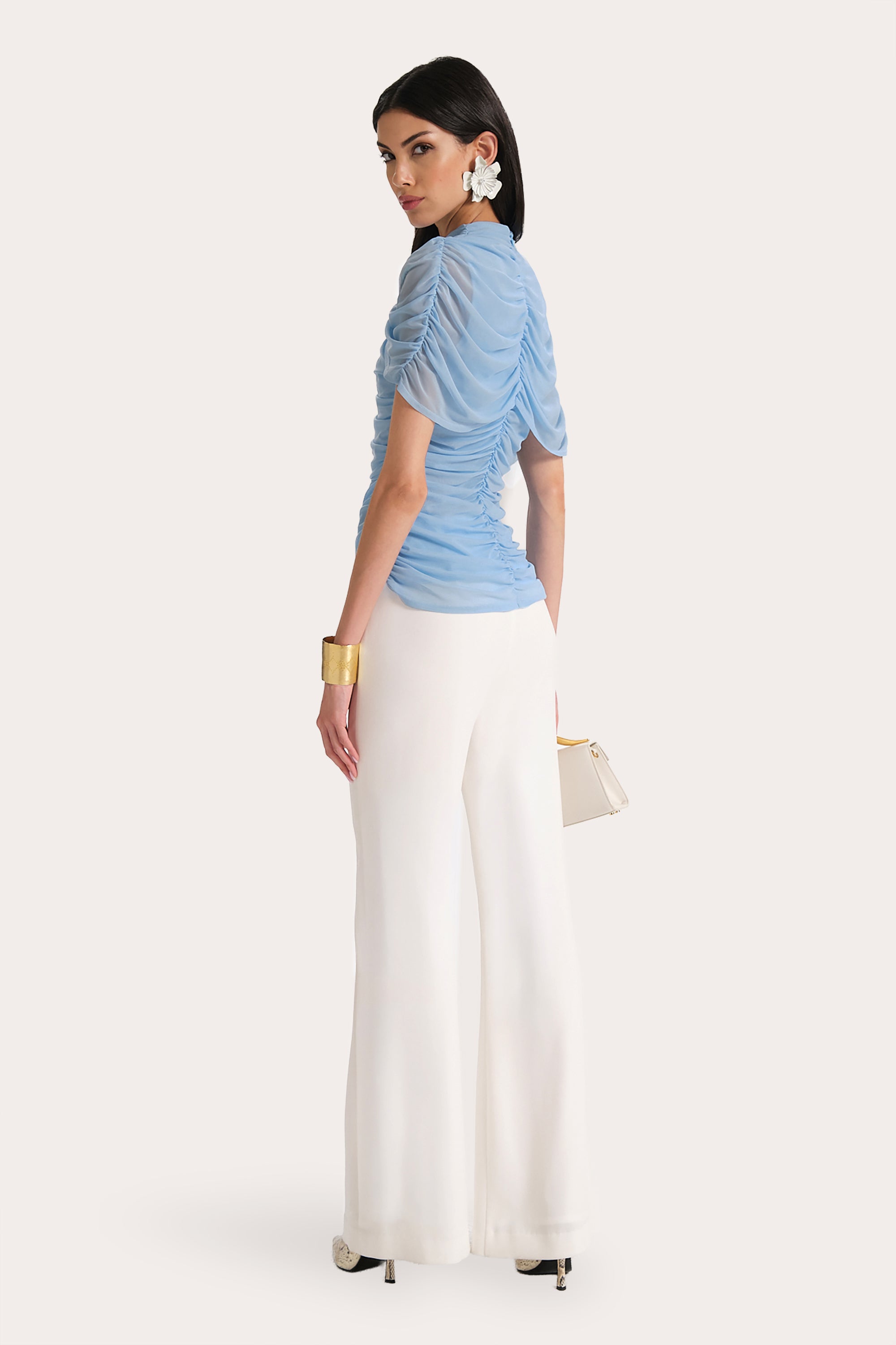Elie Tahari Gaia top mesh niebieski