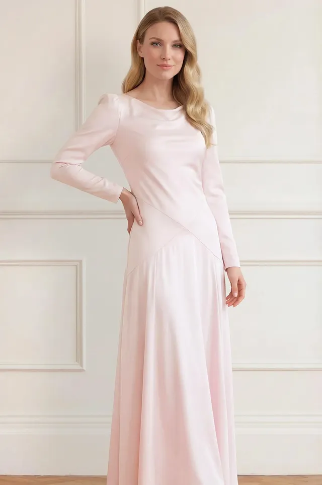 Needle & Thread Evangeline Satin Cowl Gown sukienka różowa satyna