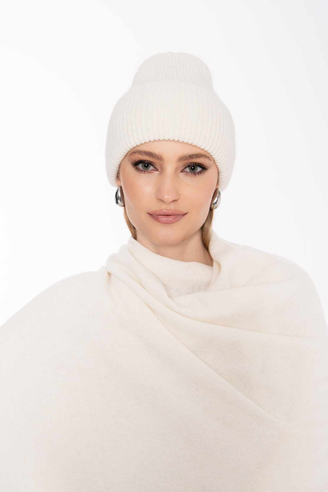 Nudyess Tiny szalik zimowy Ecru wełna merino