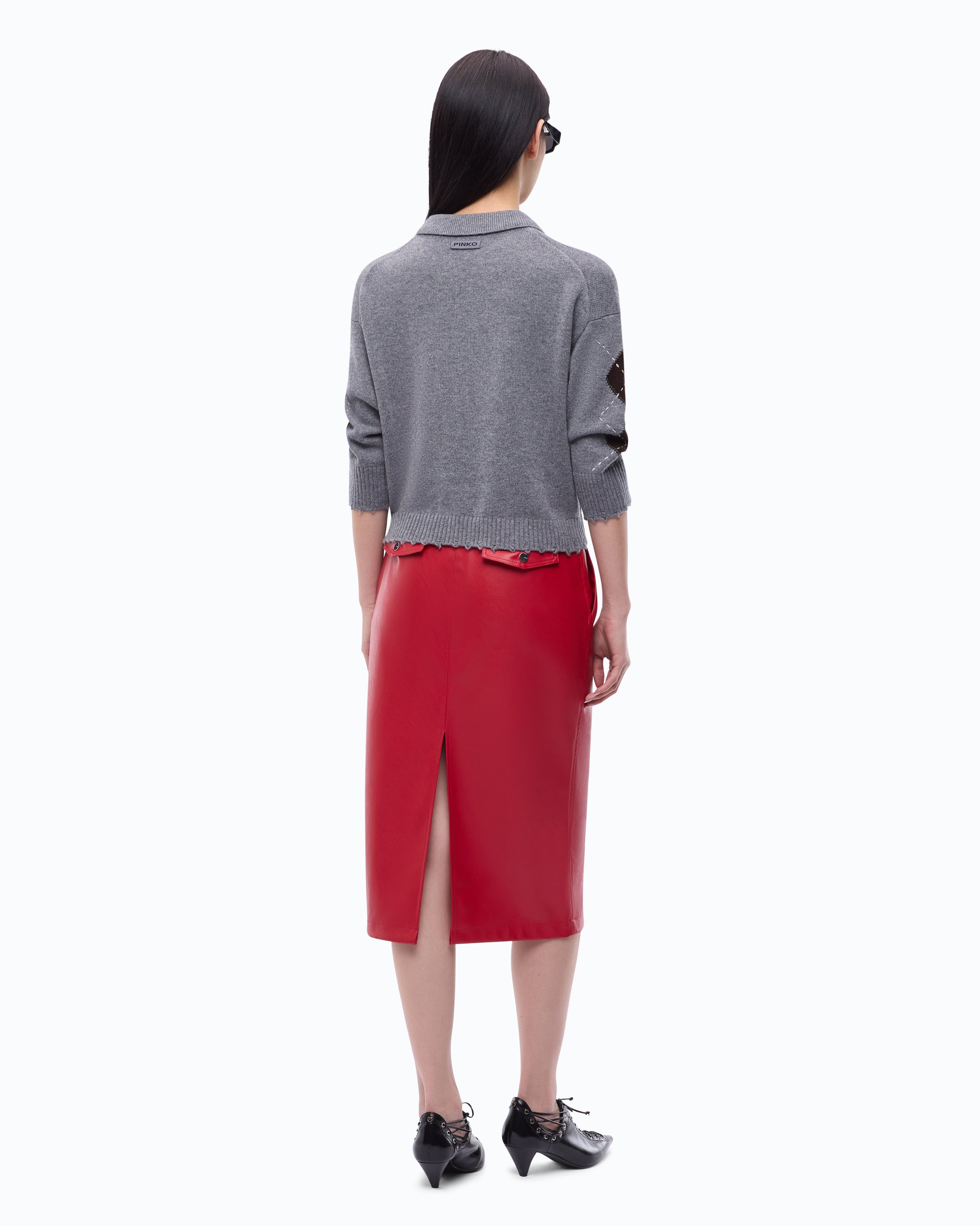 Pinko Cork sweter w romby wełna kaszmir