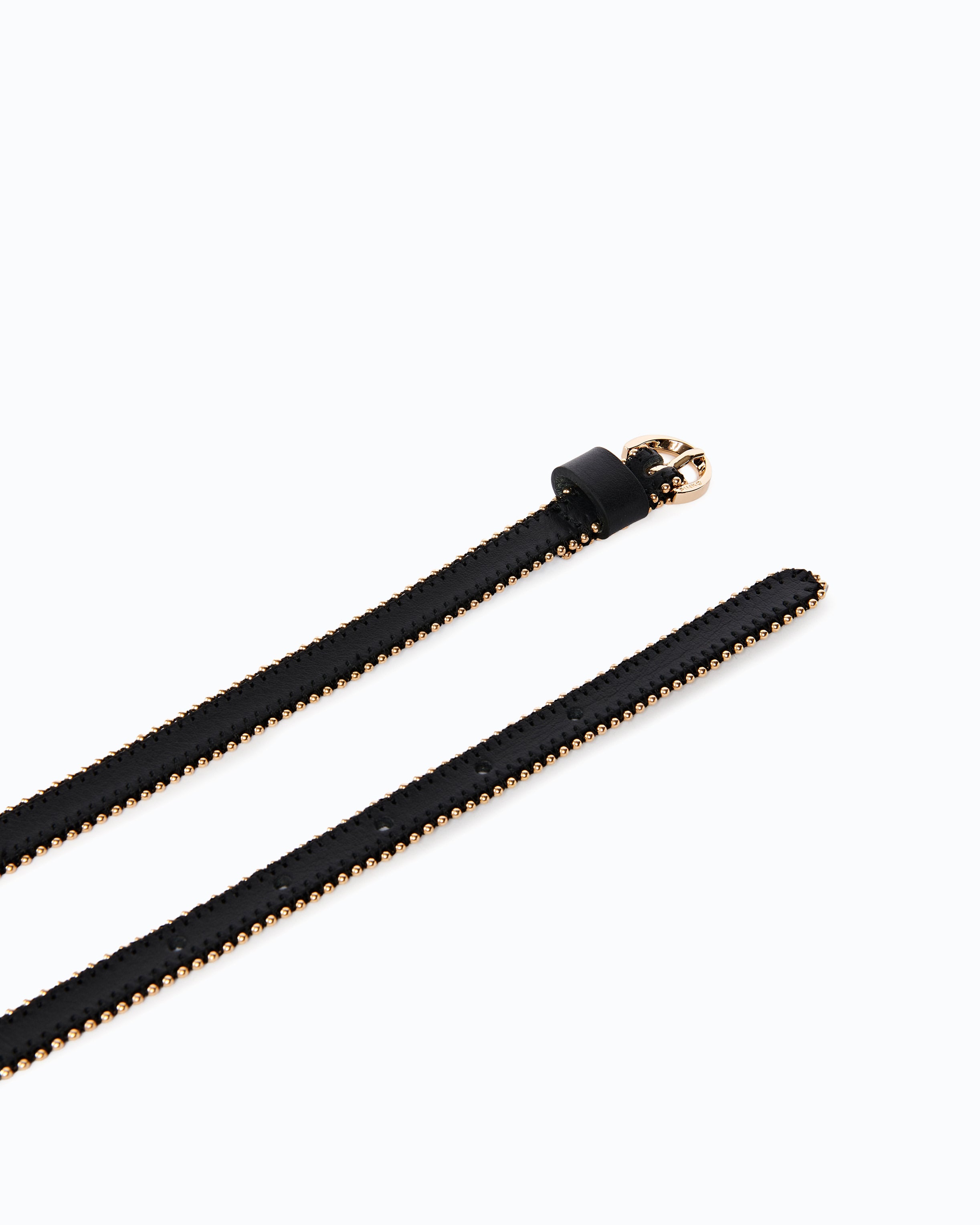Pinko Tamboril Belt pasek skórzany czarny 1 cm