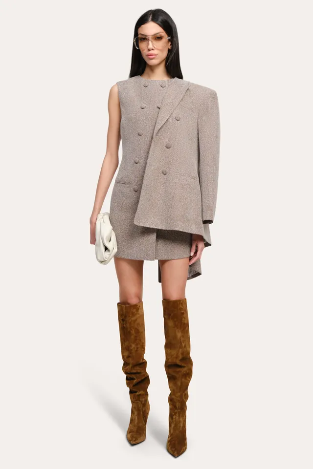 Elie Tahari Cécile sukienka mini Brown Melange bouclé