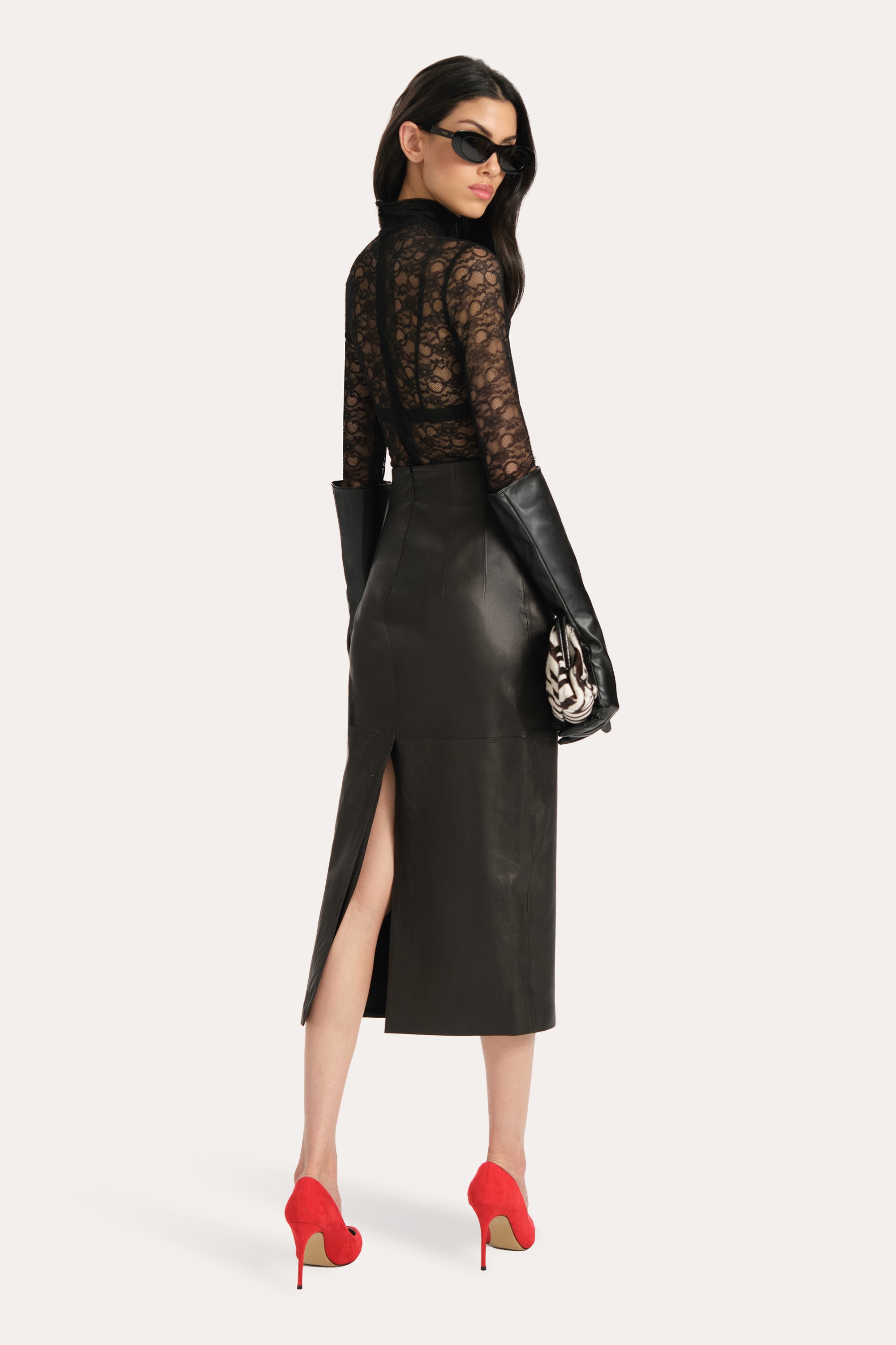 Elie Tahari Annabelle Bodysuit body Black Onyx koronkowe